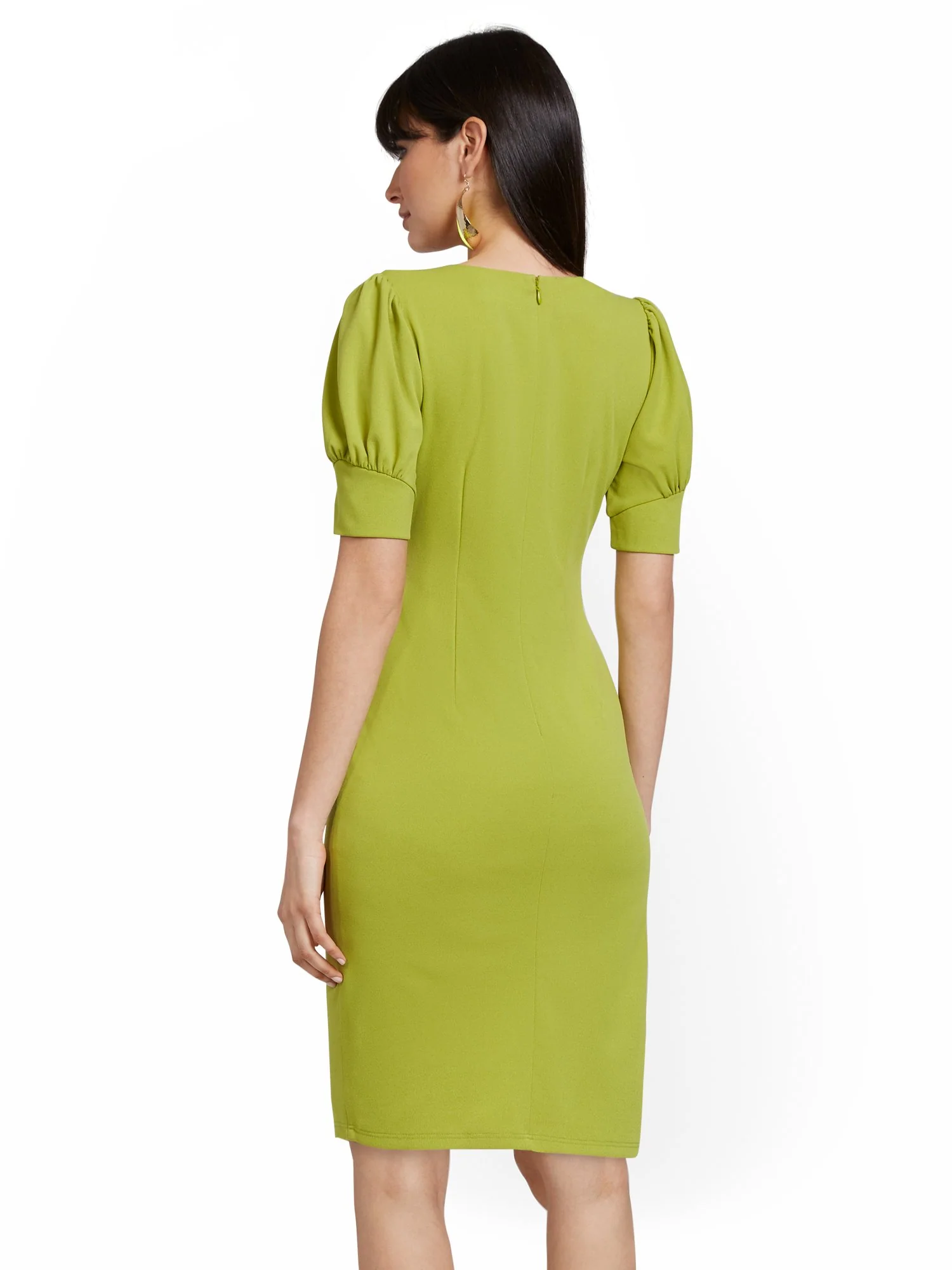 Puff-Sleeve Sheath Dress - Magic Crepe® - Image 3
