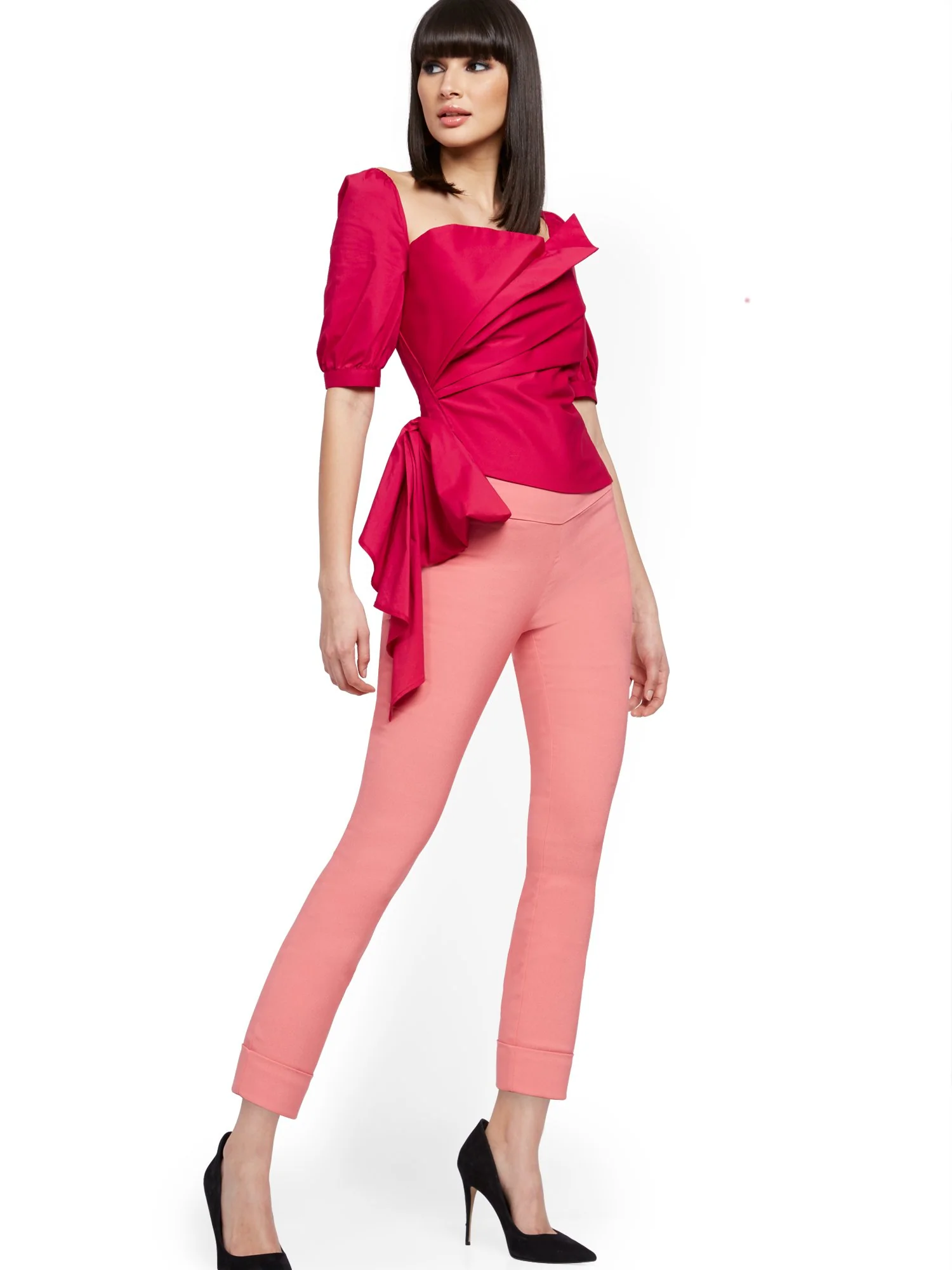 Puff-Sleeve Stretch Shirt - Image 2