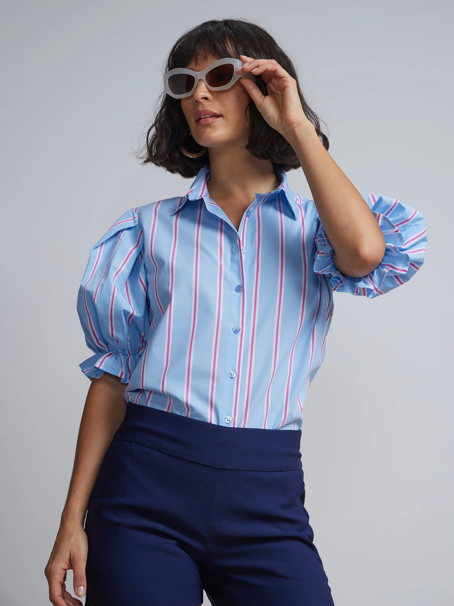 Puff Sleeve Striped Shirt