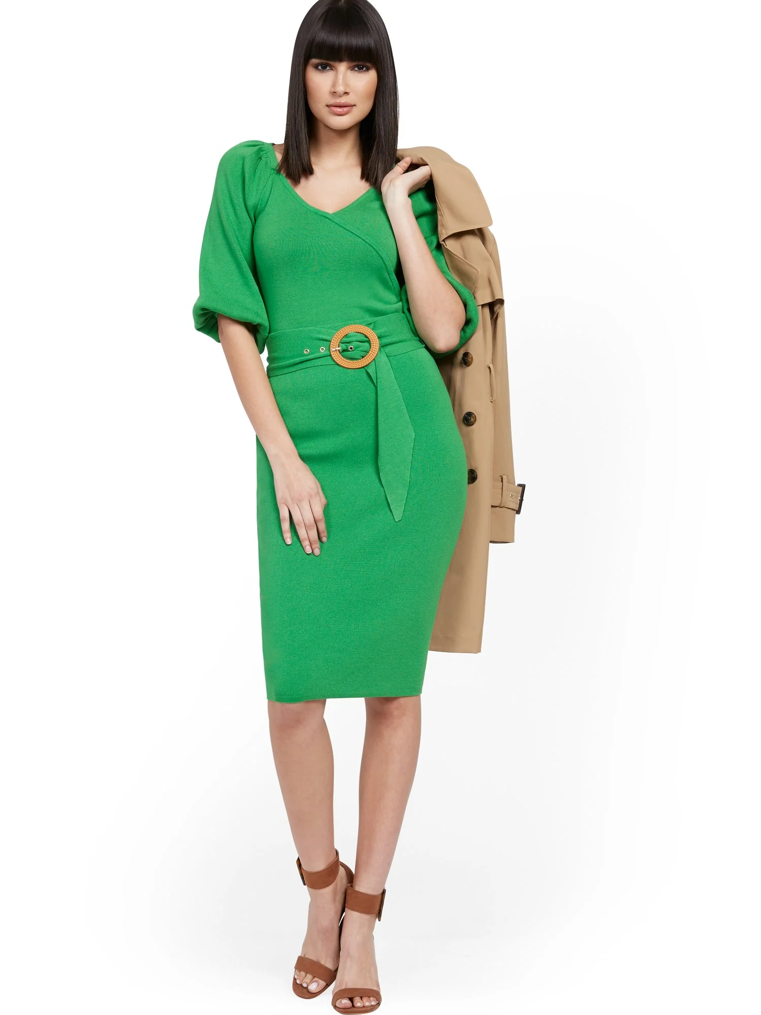 Puff-Sleeve Surplice Sweater - 7th Avenue - Image 4