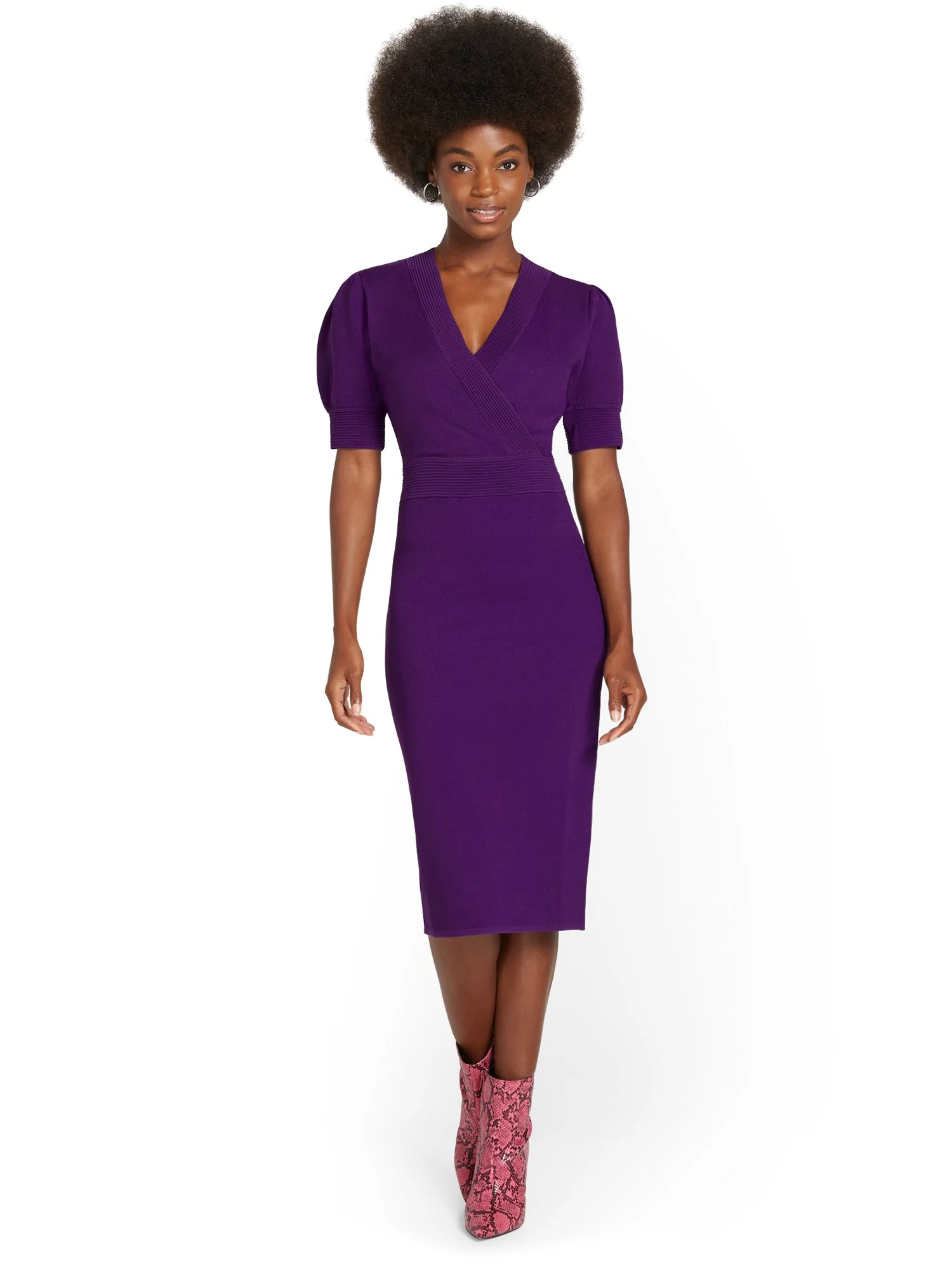 Puff-Sleeve Sweater Dress - Image 2