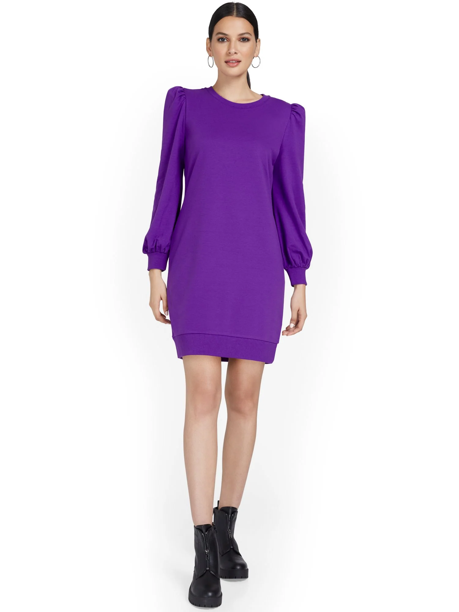 Puff-Sleeve Sweatshirt Dress - Image 5