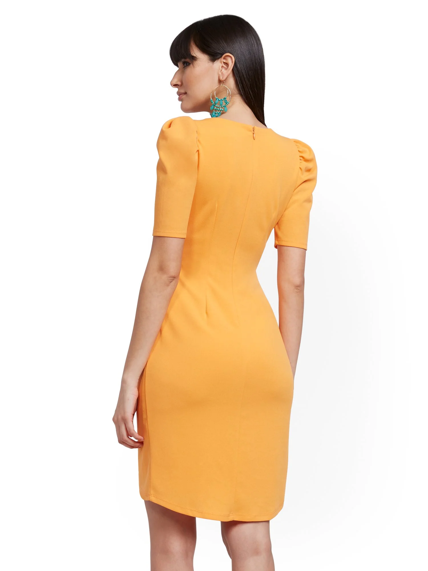 Puff-Sleeve Tulip-Hem Sheath Dress - Magic Crepe® - Image 3