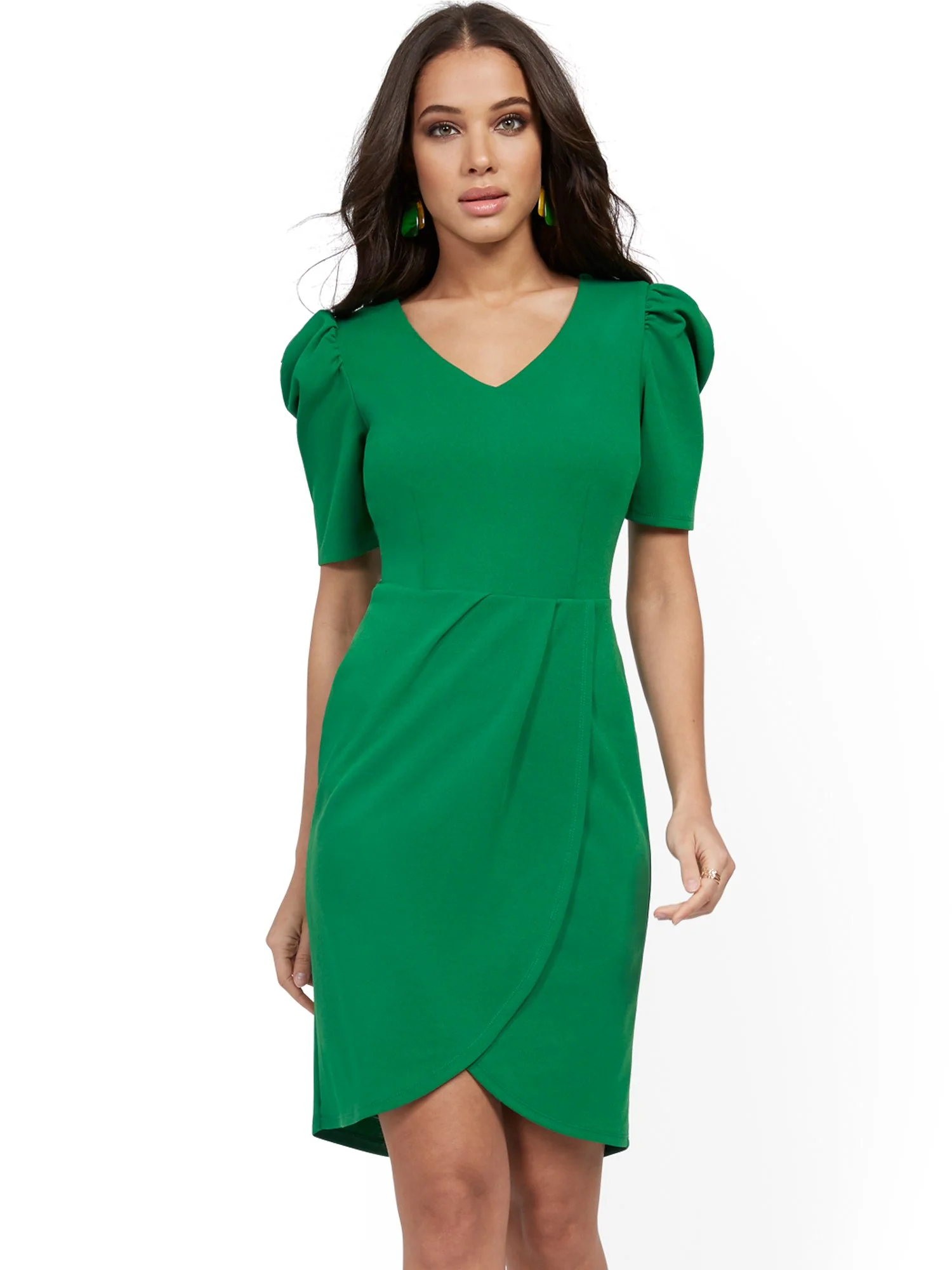 Puff-Sleeve Tulip-Hem Sheath Dress - Magic Crepe® - Image 6