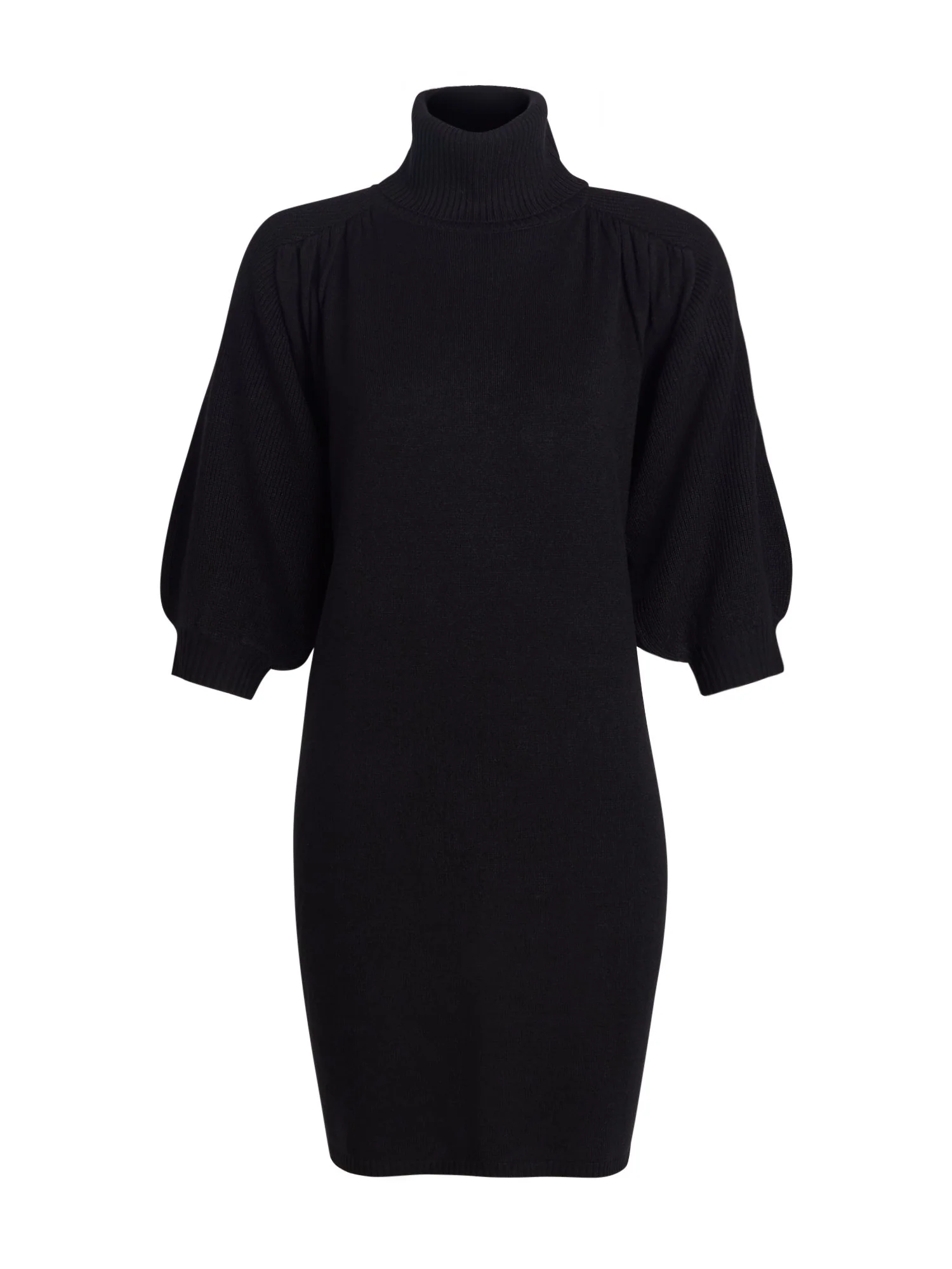 Puff-Sleeve Turtleneck Sweater Dress - Image 2