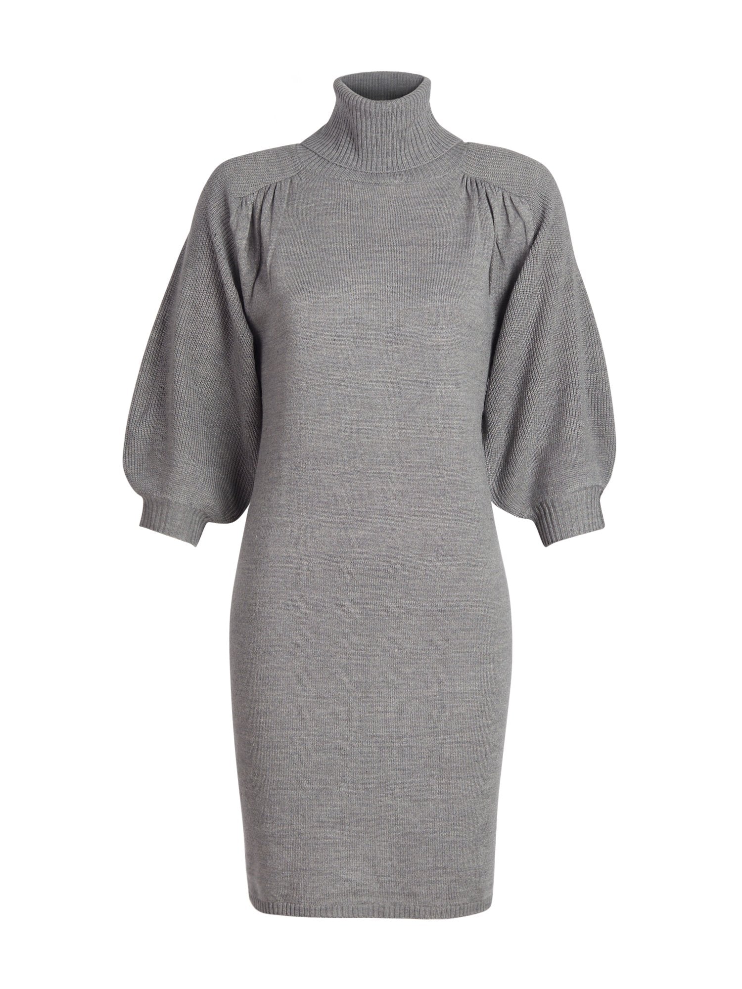 Puff-Sleeve Turtleneck Sweater Dress - Image 5