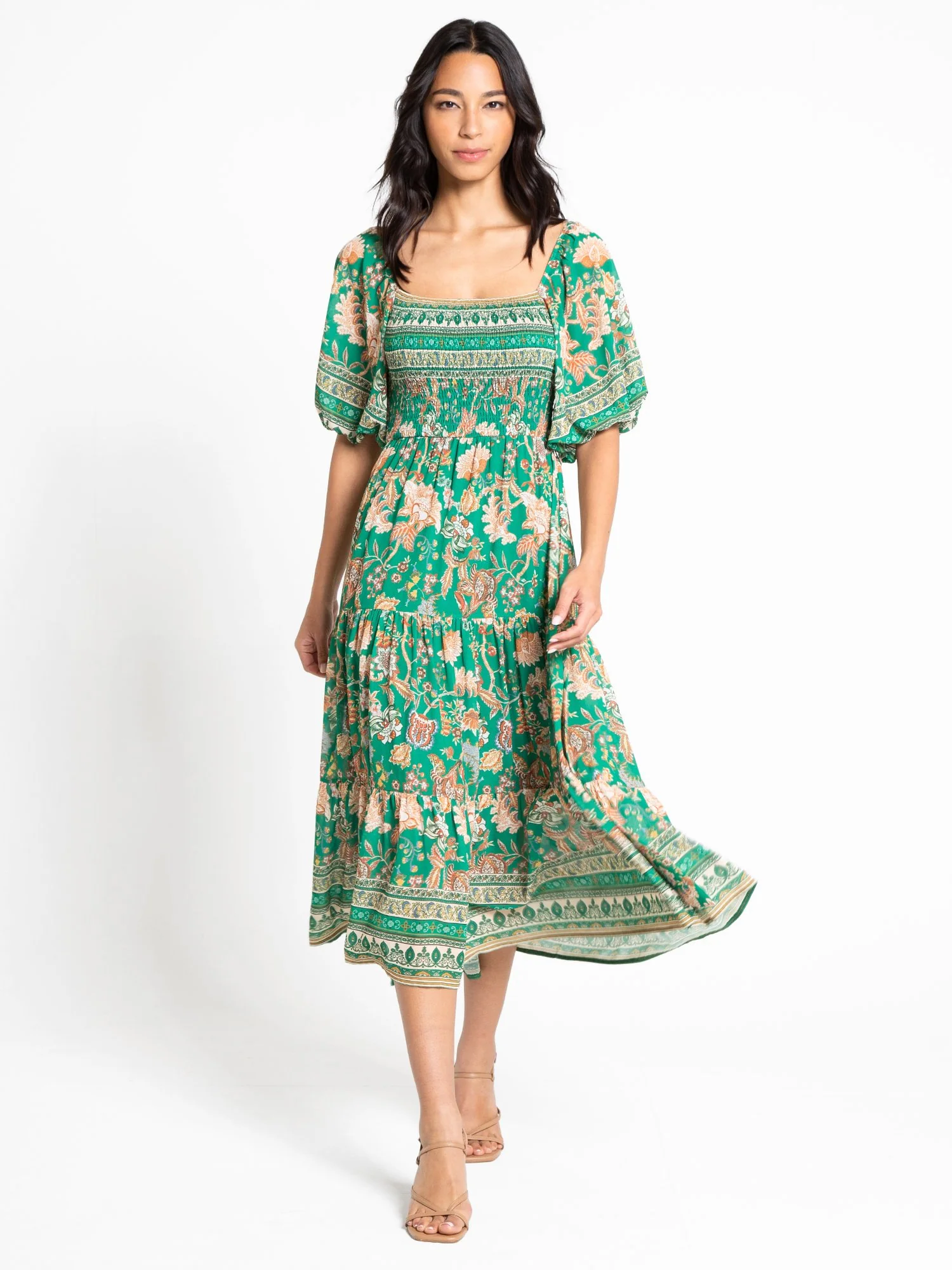 Flying Tomato Puff-Sleeve Woven Midi Dress - Brands We Love