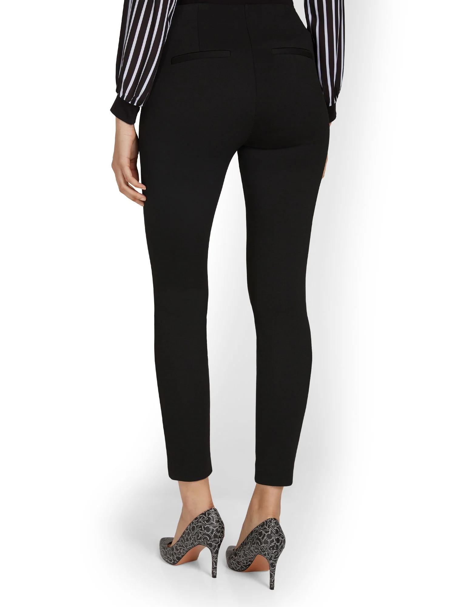 Pull-On Button-Front Ankle Ponte Pant - Superflex - Image 3