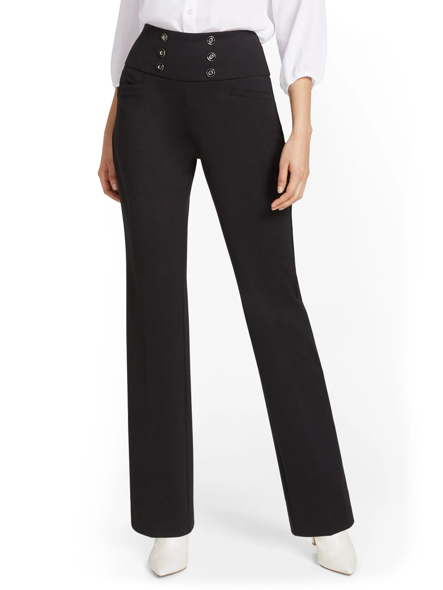 Pull-On Button-Front Bootcut Ponte Pant - Superflex - Image 2
