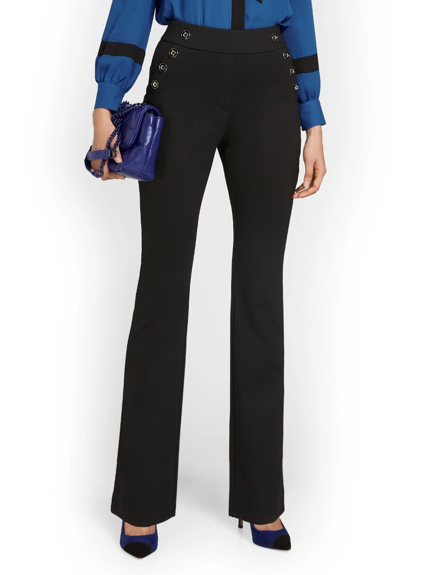 Pull-On Button-Pocket Bootcut Ponte Pant - Superflex - Image 2