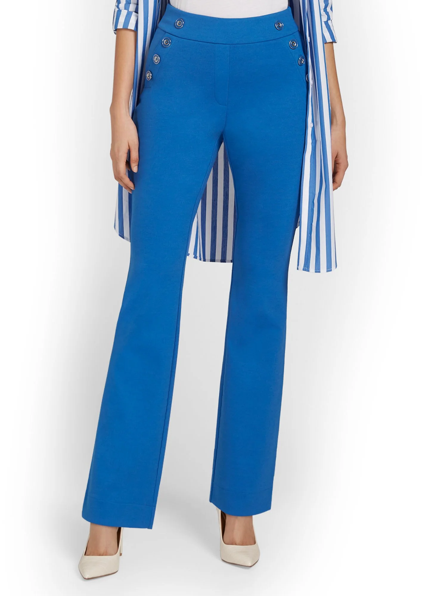 Pull-On Button-Pocket Bootcut Ponte Pant - Superflex - Image 7