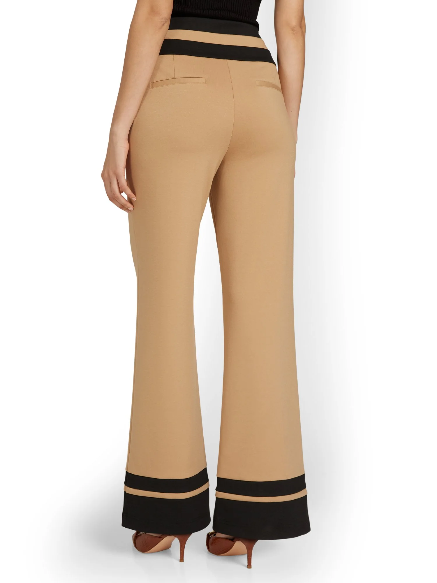 Pull-On Contrast-Stripe Wide-Leg Ponte Pant - Superflex - Image 3