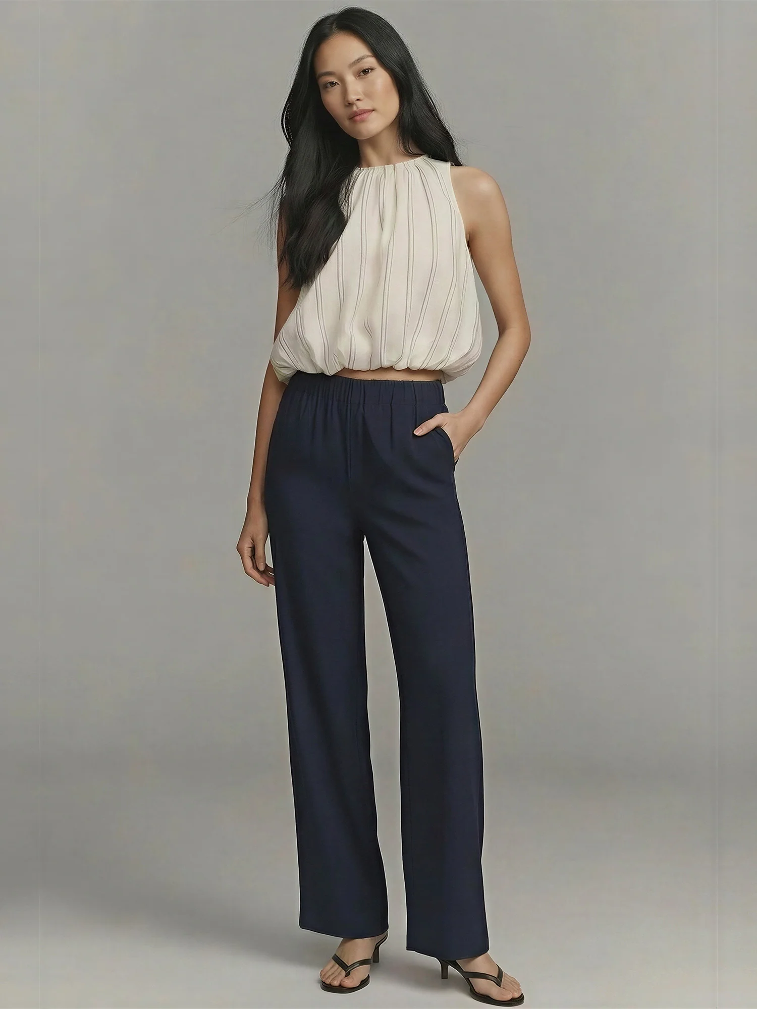 Pull On Crinkle Flowy Pants