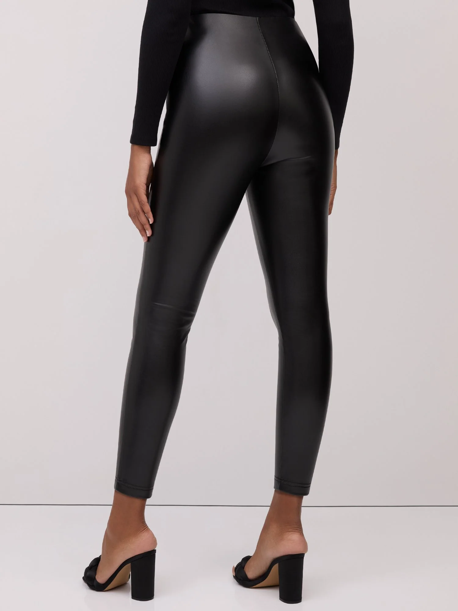 Pull-On Faux-Leather Pintuck Legging - Image 3