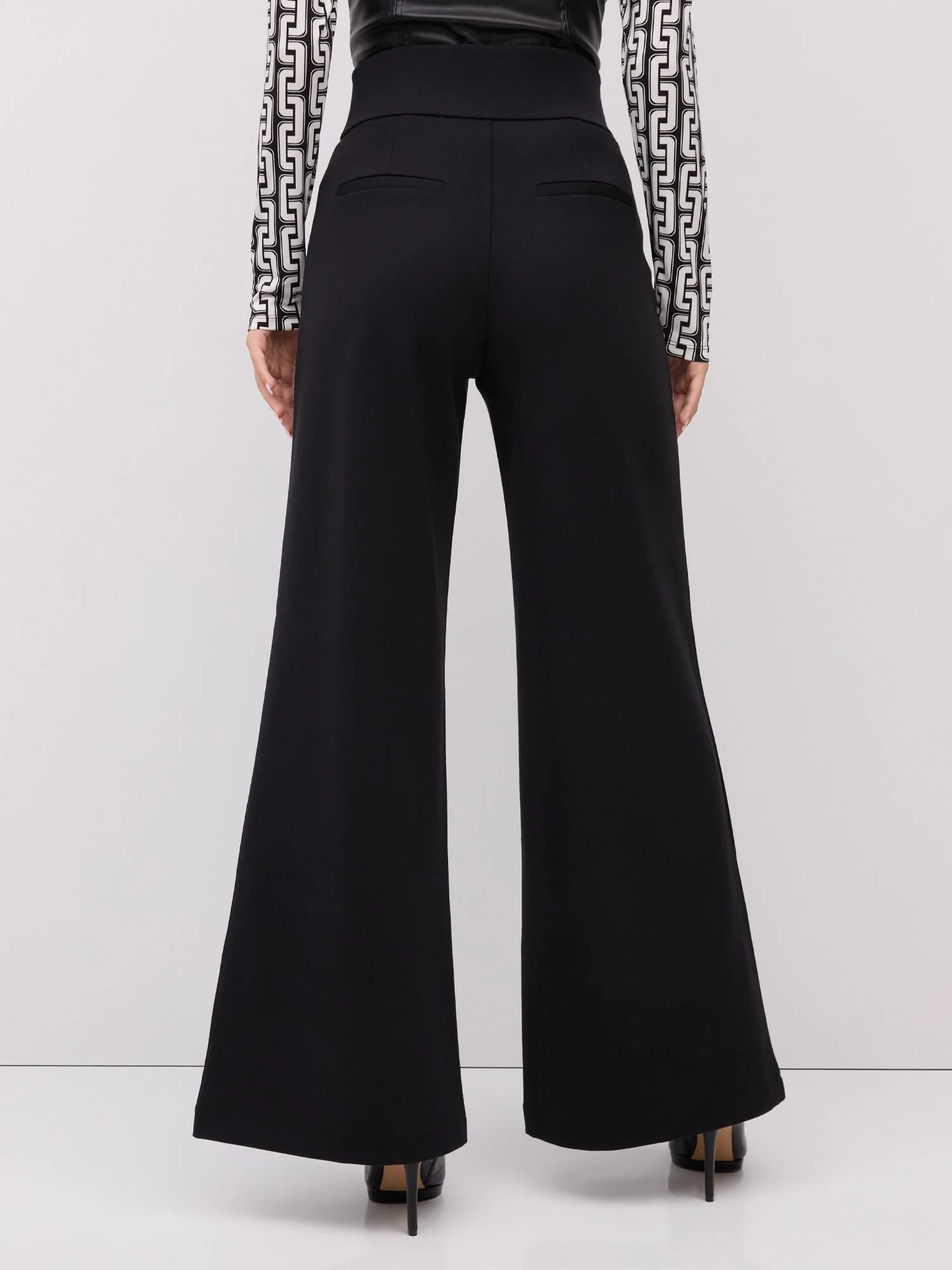 Pull-On High-Rise Flared Wide-Leg Ponte Pant - Superflex - Image 3