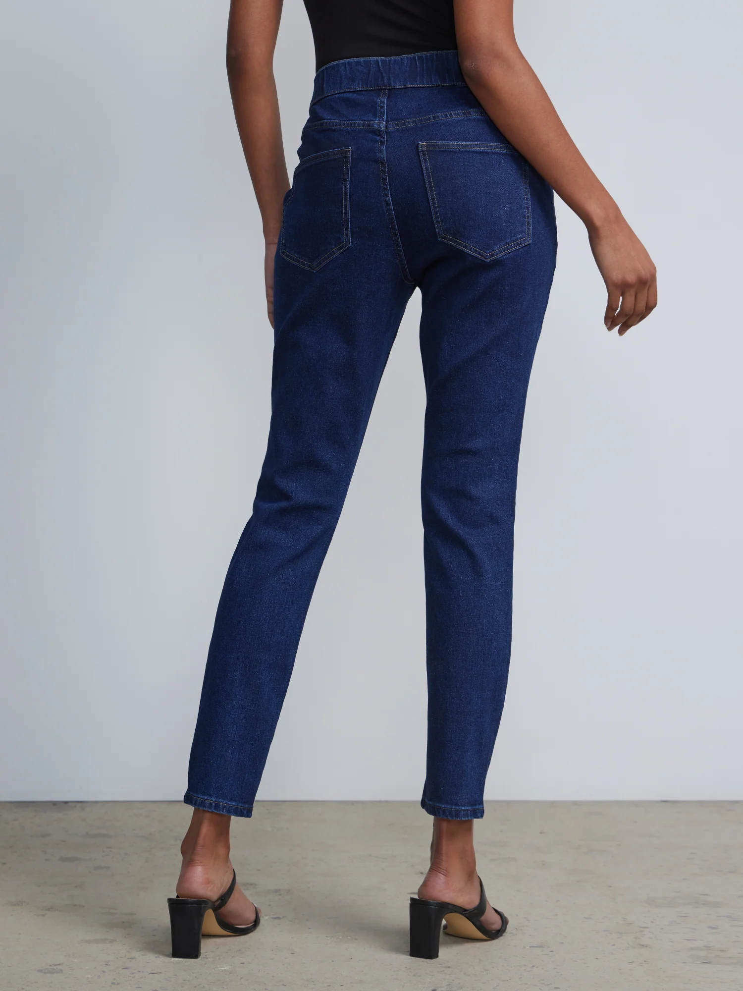 Pull-On High-Waisted Skinny Jeans - Dark Wash - Image 3
