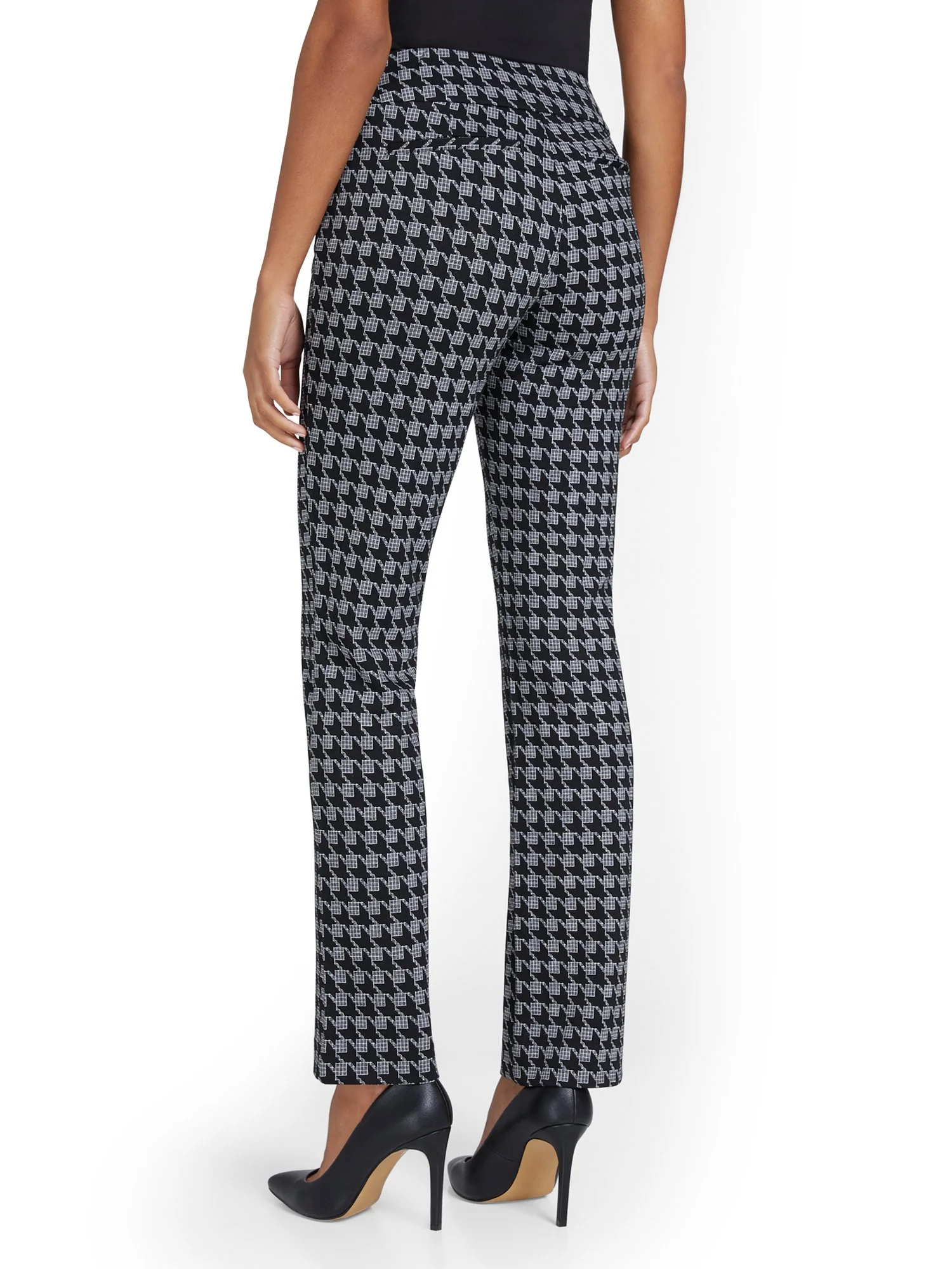 Pull-On Houndstooth Straight-Leg Ponte Pant - Superflex - Image 3