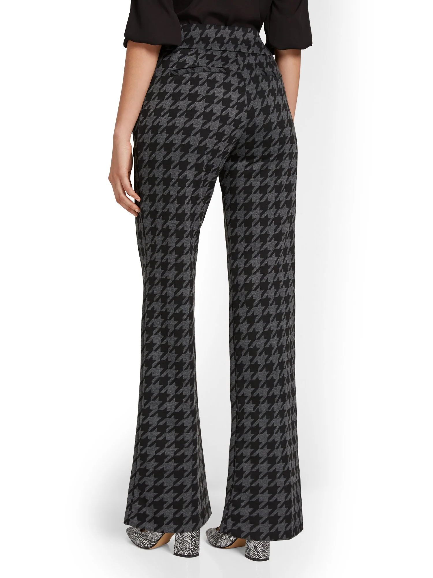 Pull-On Houndstooth Wide-Leg Ponte Pant - Superflex - Image 3