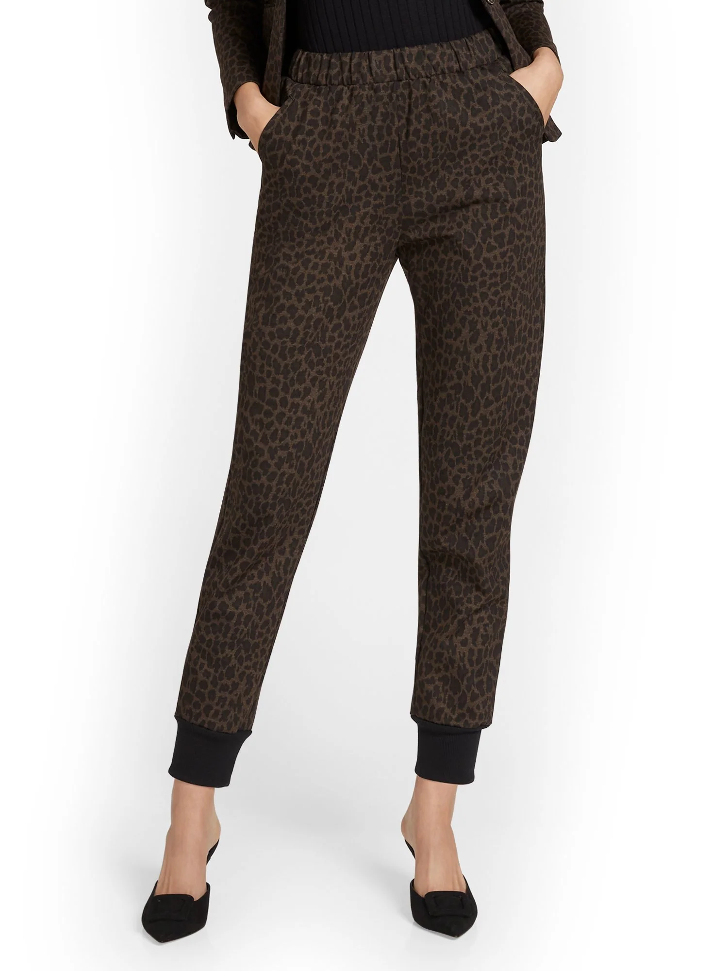 Pull-On Leopard-Print Ponte Jogger Pant - Superflex
