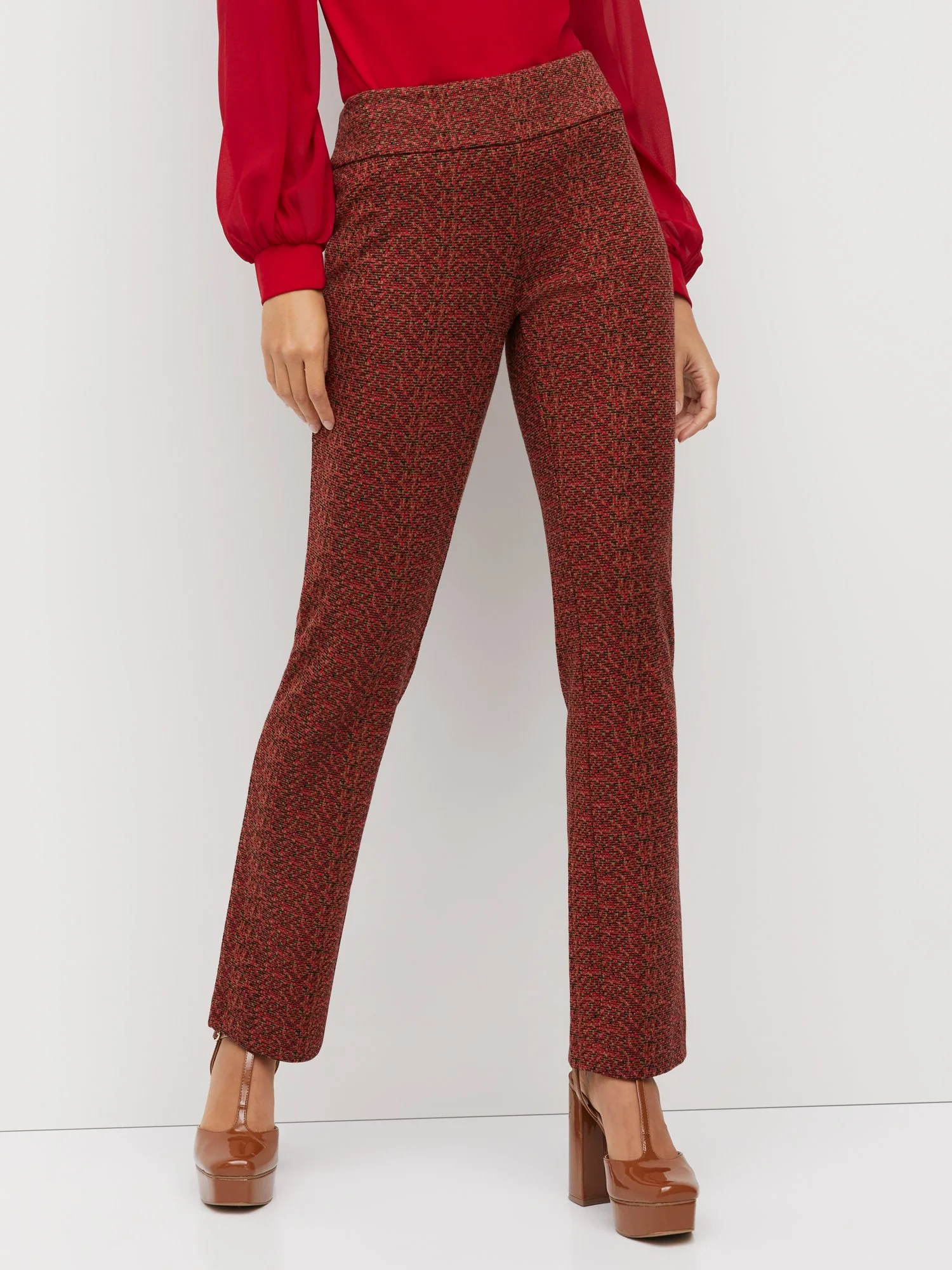 Pull-On Mid-Rise Printed Straight-Leg Ponte Pant - Superflex - Image 2