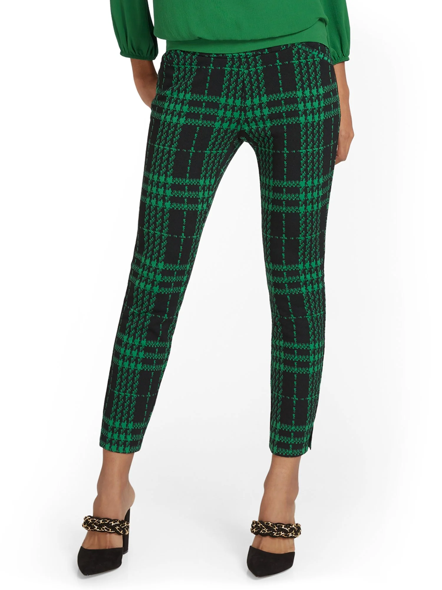 Pull-On Plaid Ankle Ponte Pant - Superflex - Image 7