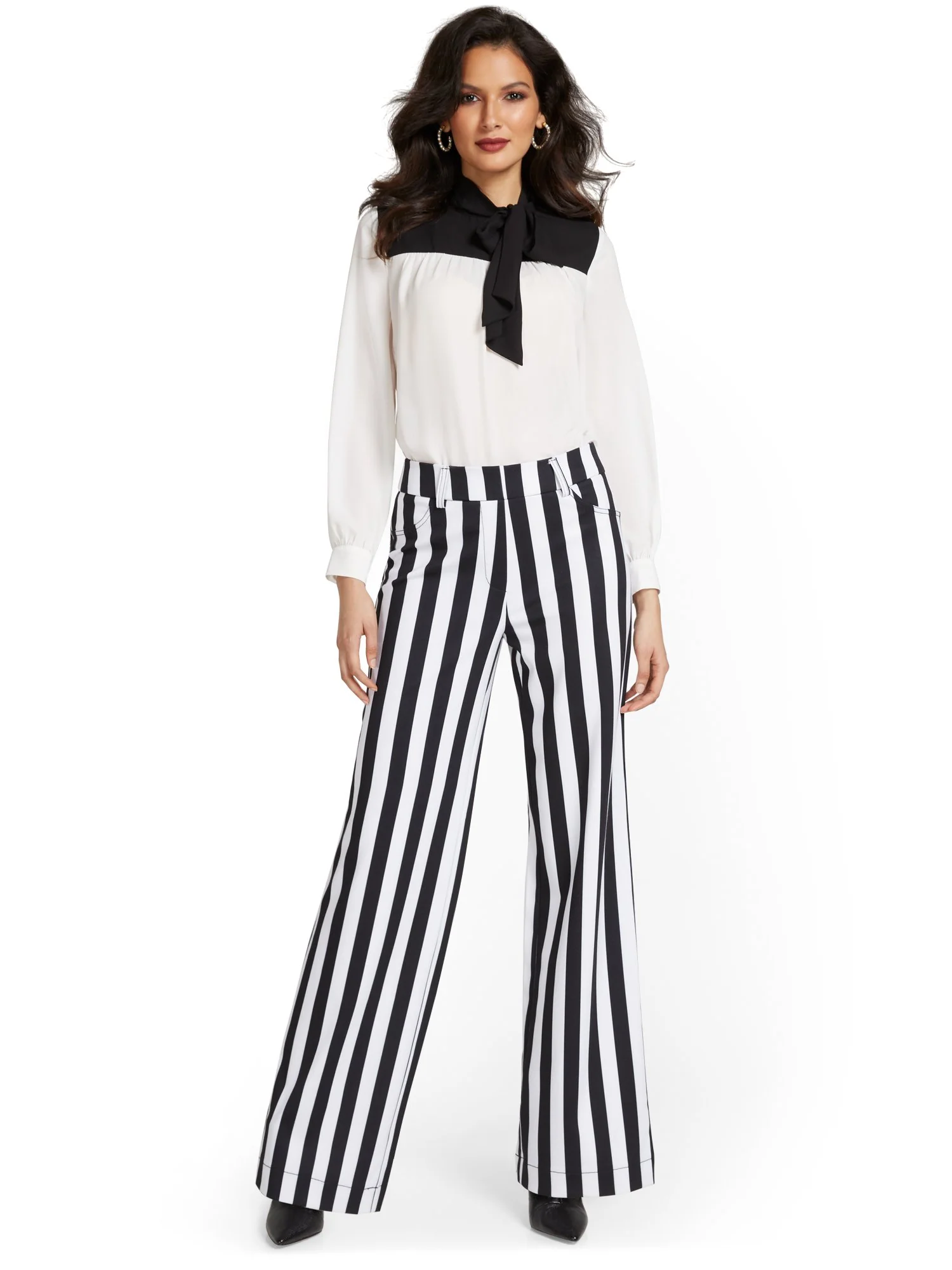 Pull-On Stripe Wide-Leg Ponte Pant - Superflex - Image 4