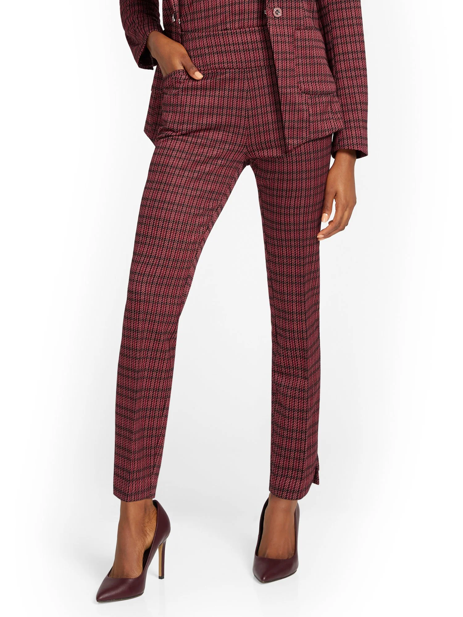 Pull-On Super High-Waisted Check-Print Ankle Legging - Superflex - Image 2