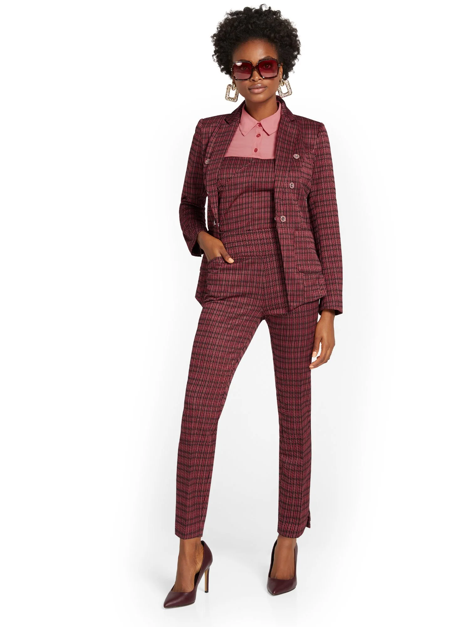 Pull-On Super High-Waisted Check-Print Ankle Legging - Superflex - Image 3