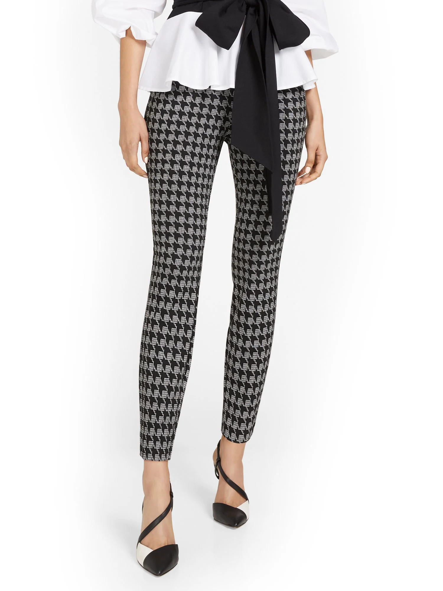 Pull-On Super High-Waisted Houndstooth Ankle Ponte Pant - Superflex - Image 2