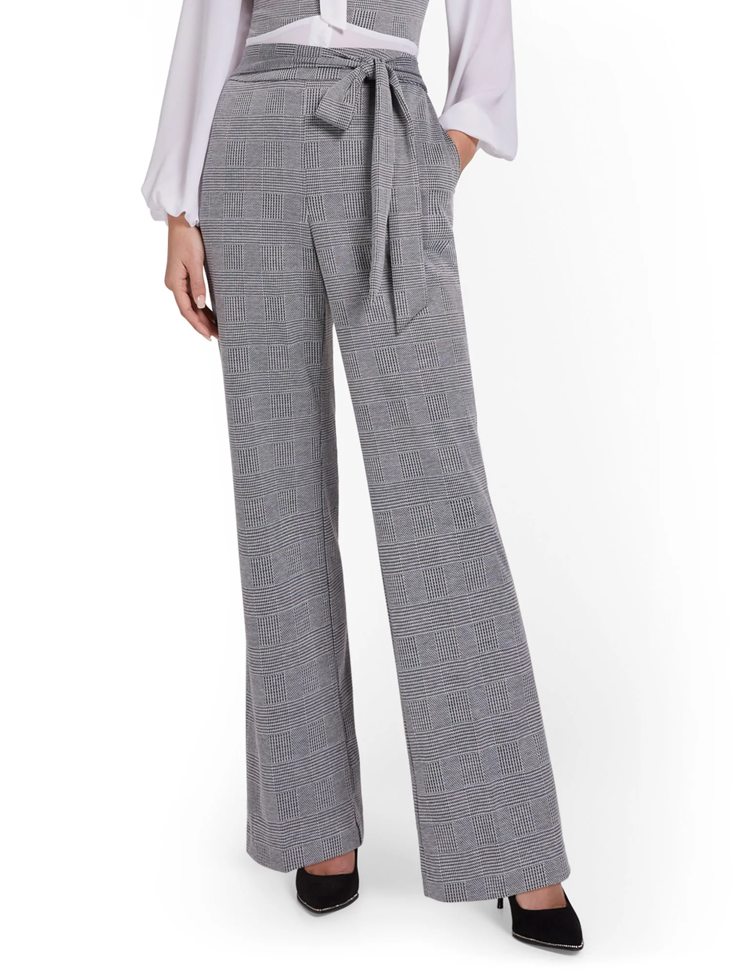 Pull-On Tie-Waist Palazzo Ponte Pant - Superflex - Image 2