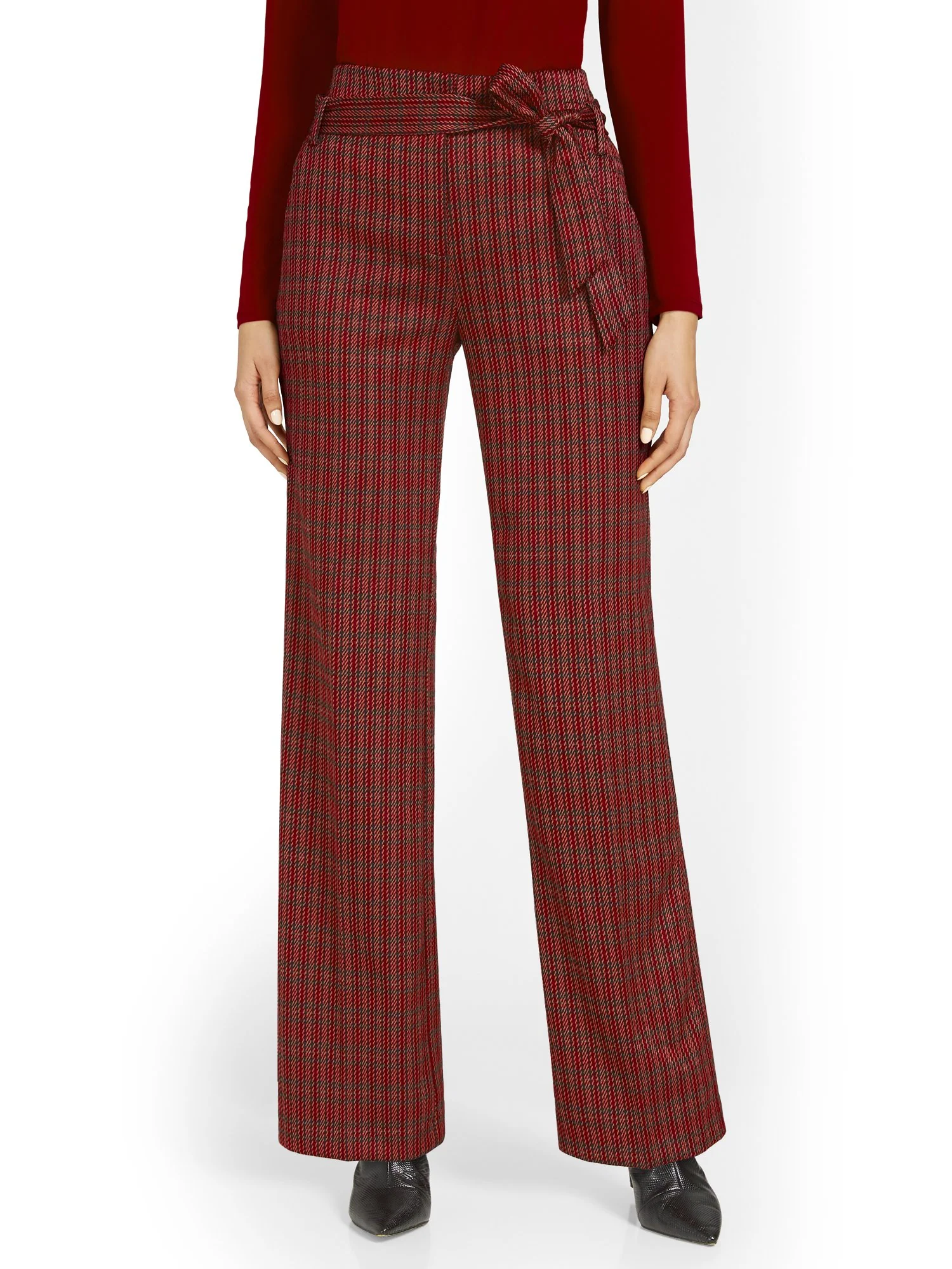 Pull-On Tie-Waist Wide-Leg Ponte Pant - Superflex - Image 5