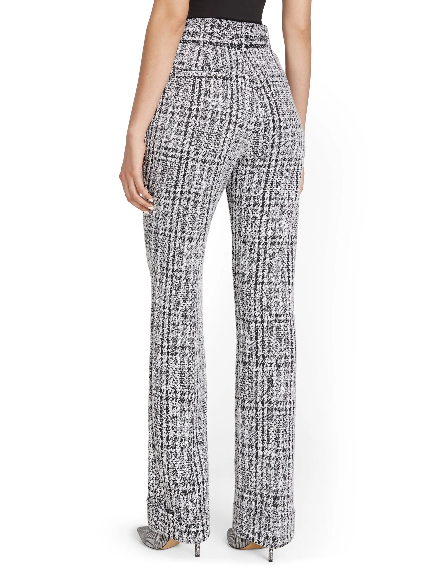 Pull-On Tweed-Print Belted Wide-Leg Ponte Pant - Superflex - Image 3