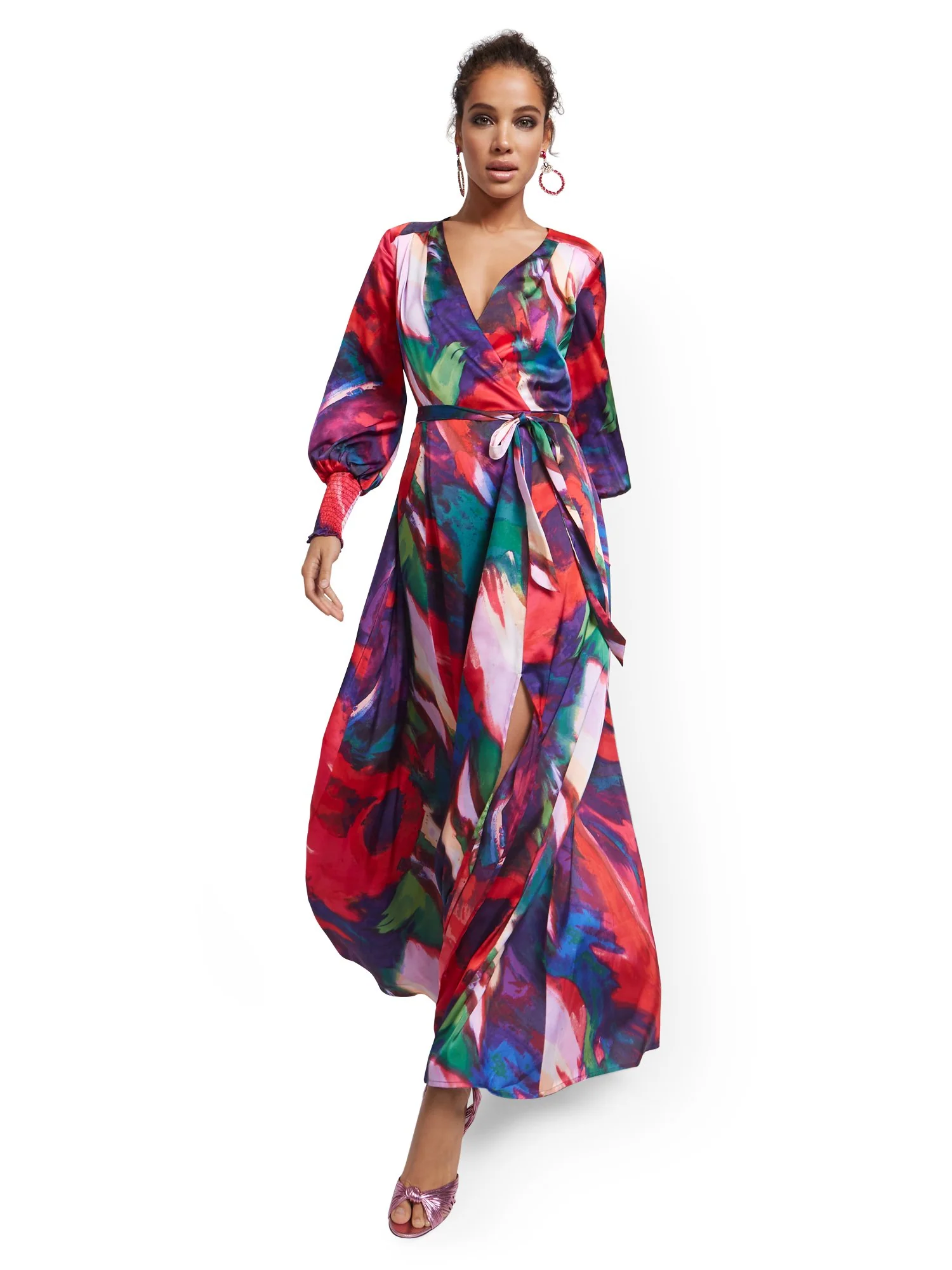 Purple Faux Wrap Maxi Dress - Image 2