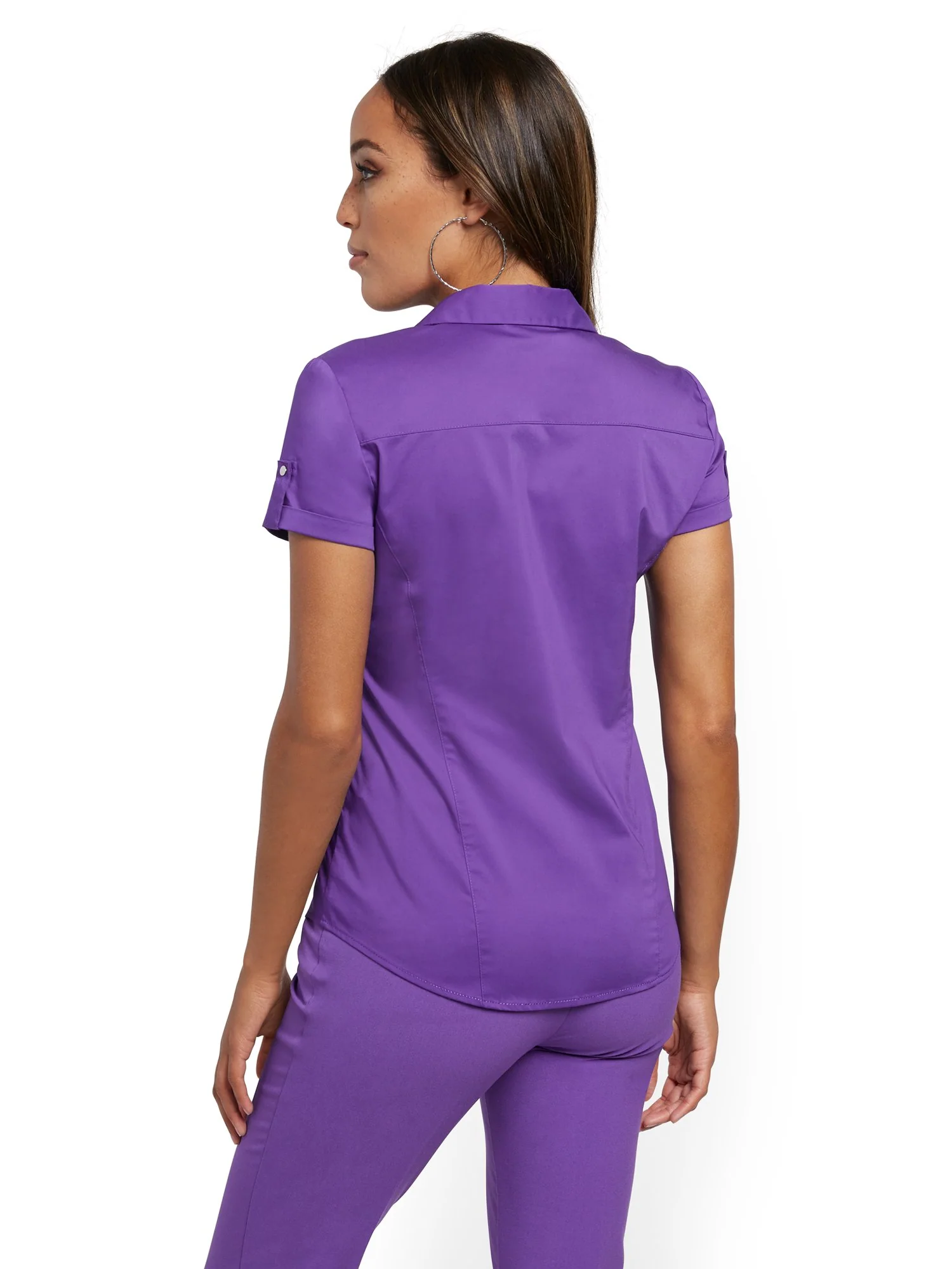 Purple Madison Stretch Shirt - Secret Snap - 7th Avenue - Image 3