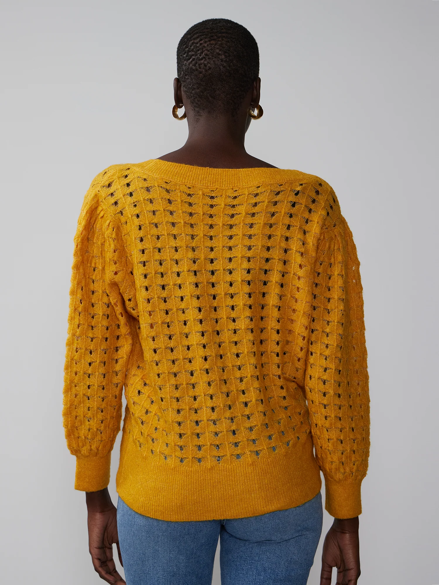 Quarter Sleeve Pointelle Sweater - Image 11