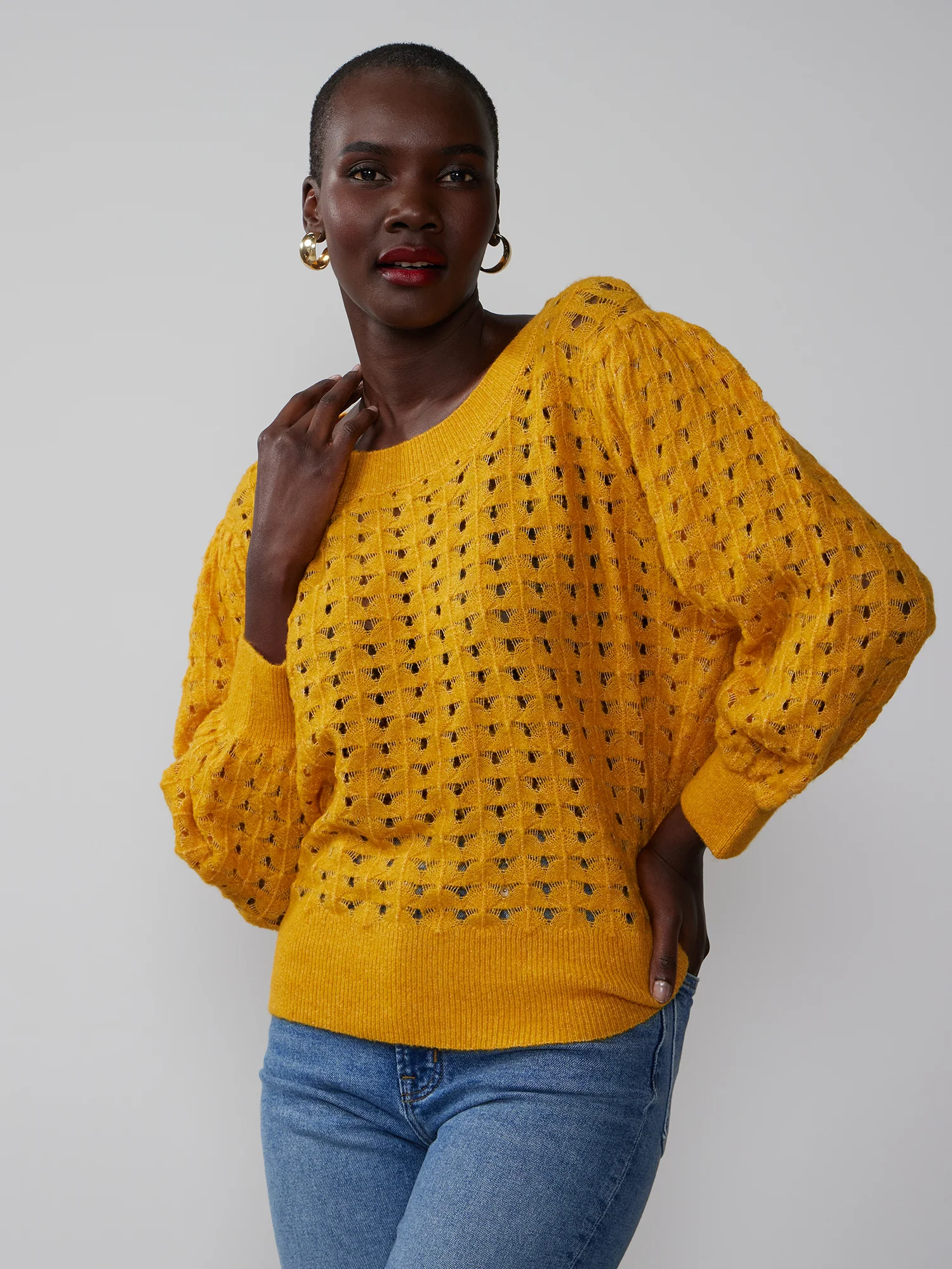 Quarter Sleeve Pointelle Sweater - Image 9
