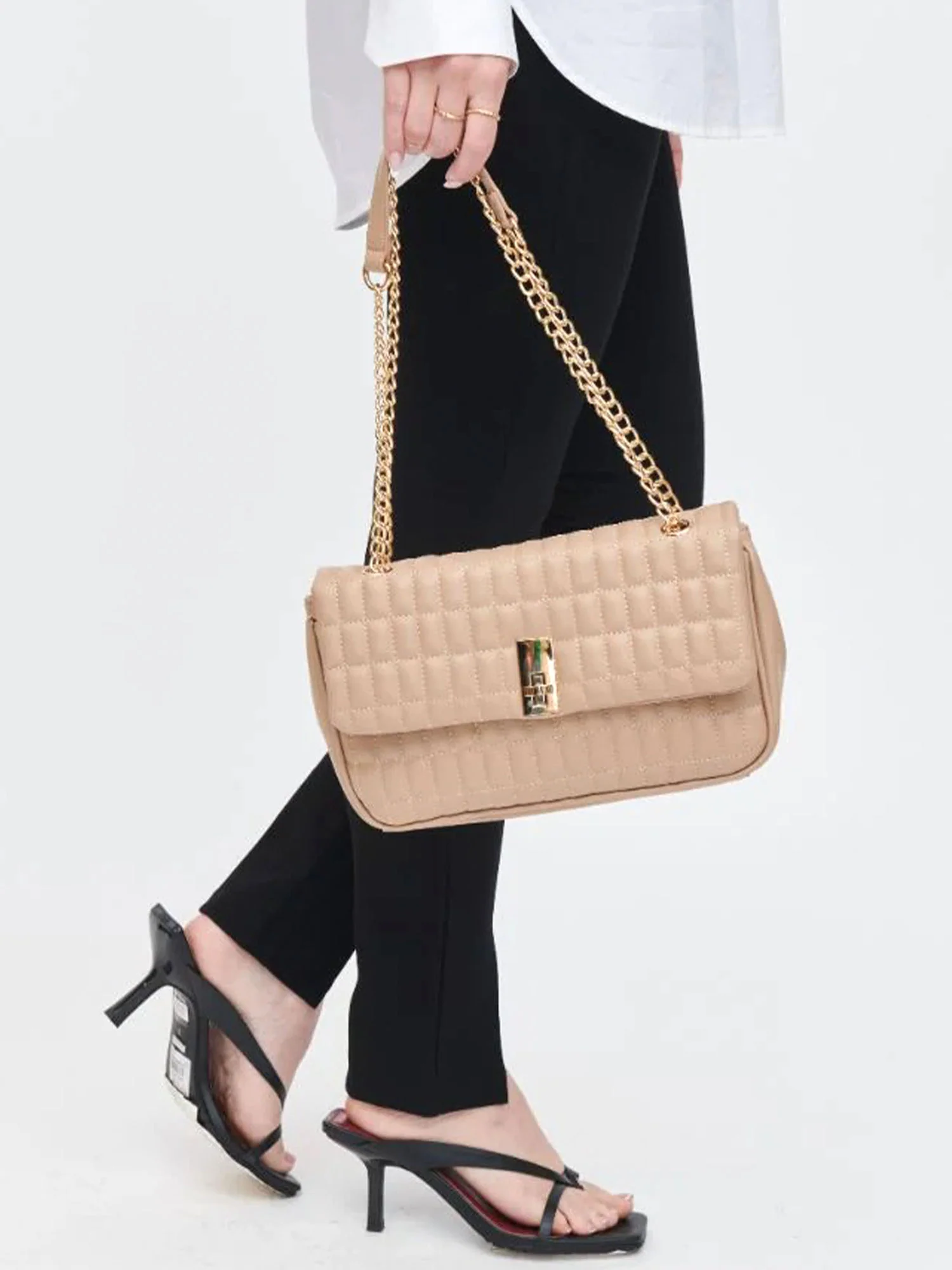 Urban Expressions Quilted Turnlock Crossbody - Brands We Love - Image 3