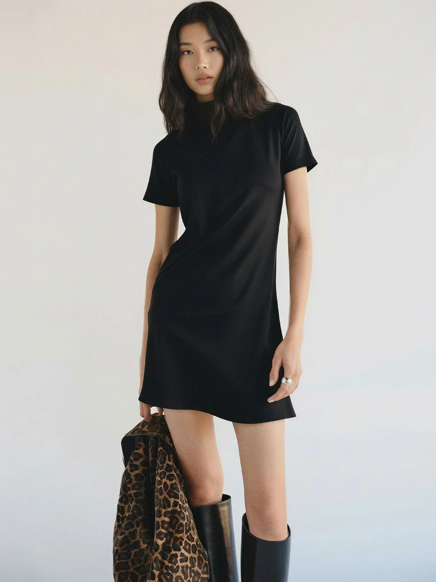 Scuba Mock Neck Mini Dress