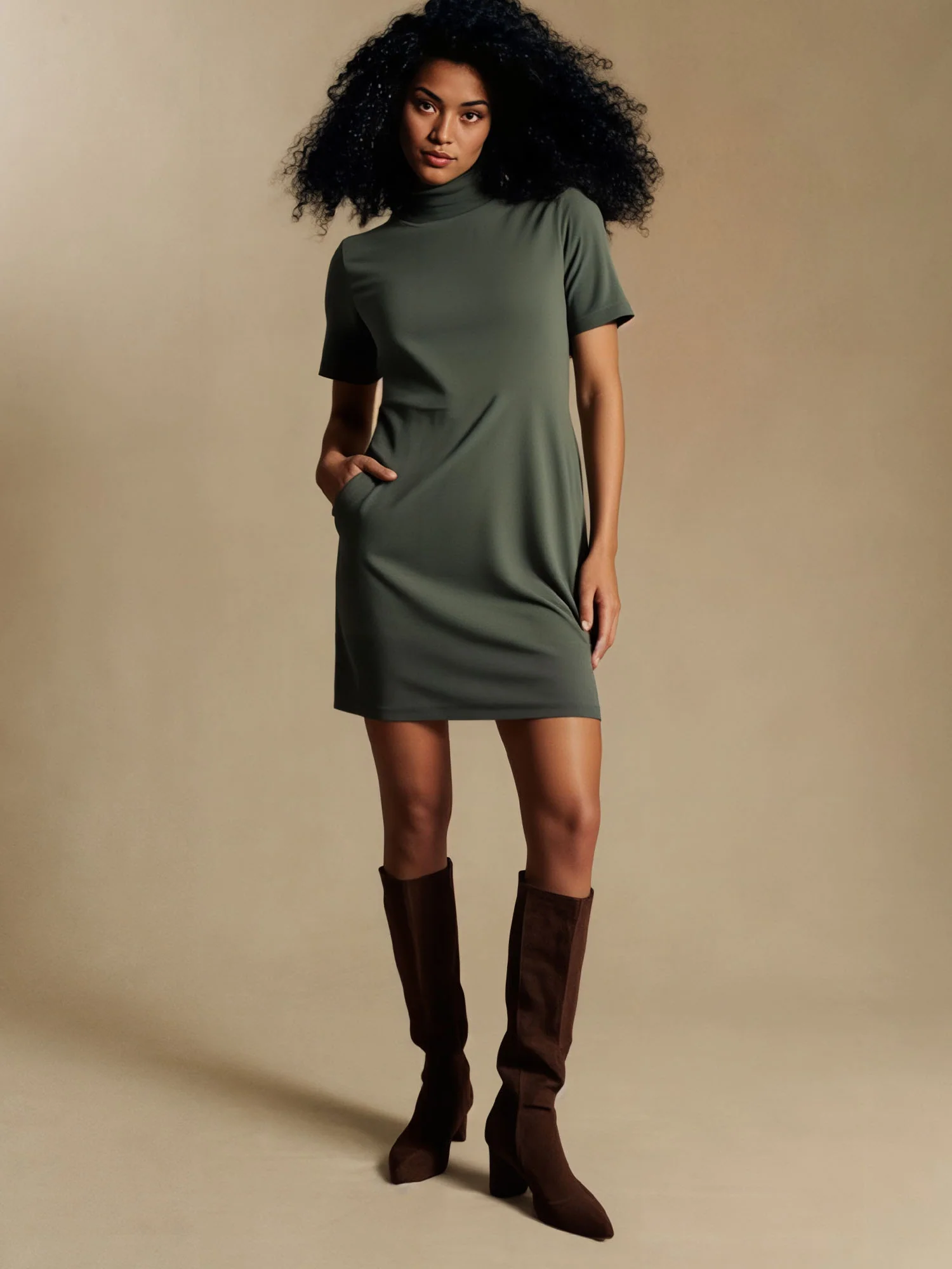 Scuba Mock Neck Mini Dress - Image 6
