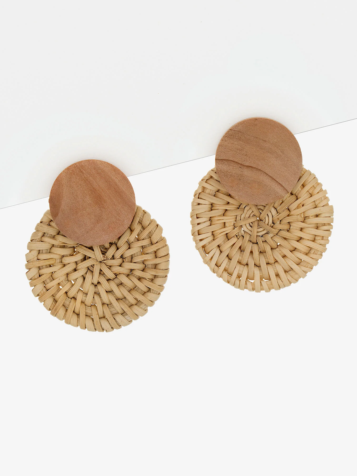 Raffia Wood Statement Earrings - Image 2