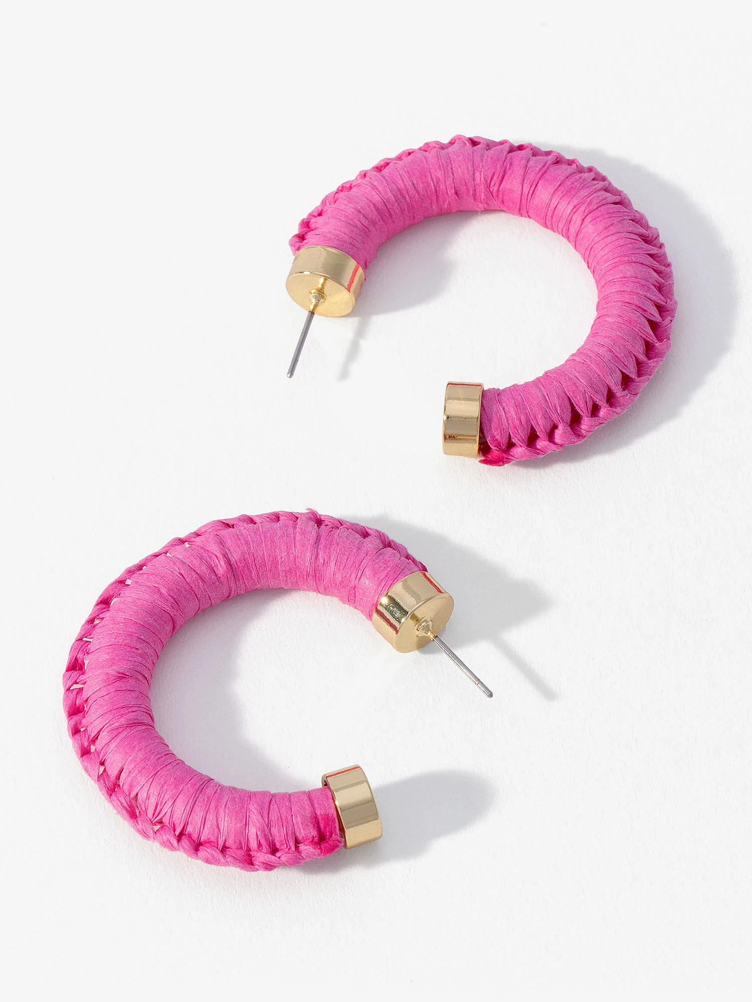 Raffia Wrapped Open Hoop Earrings