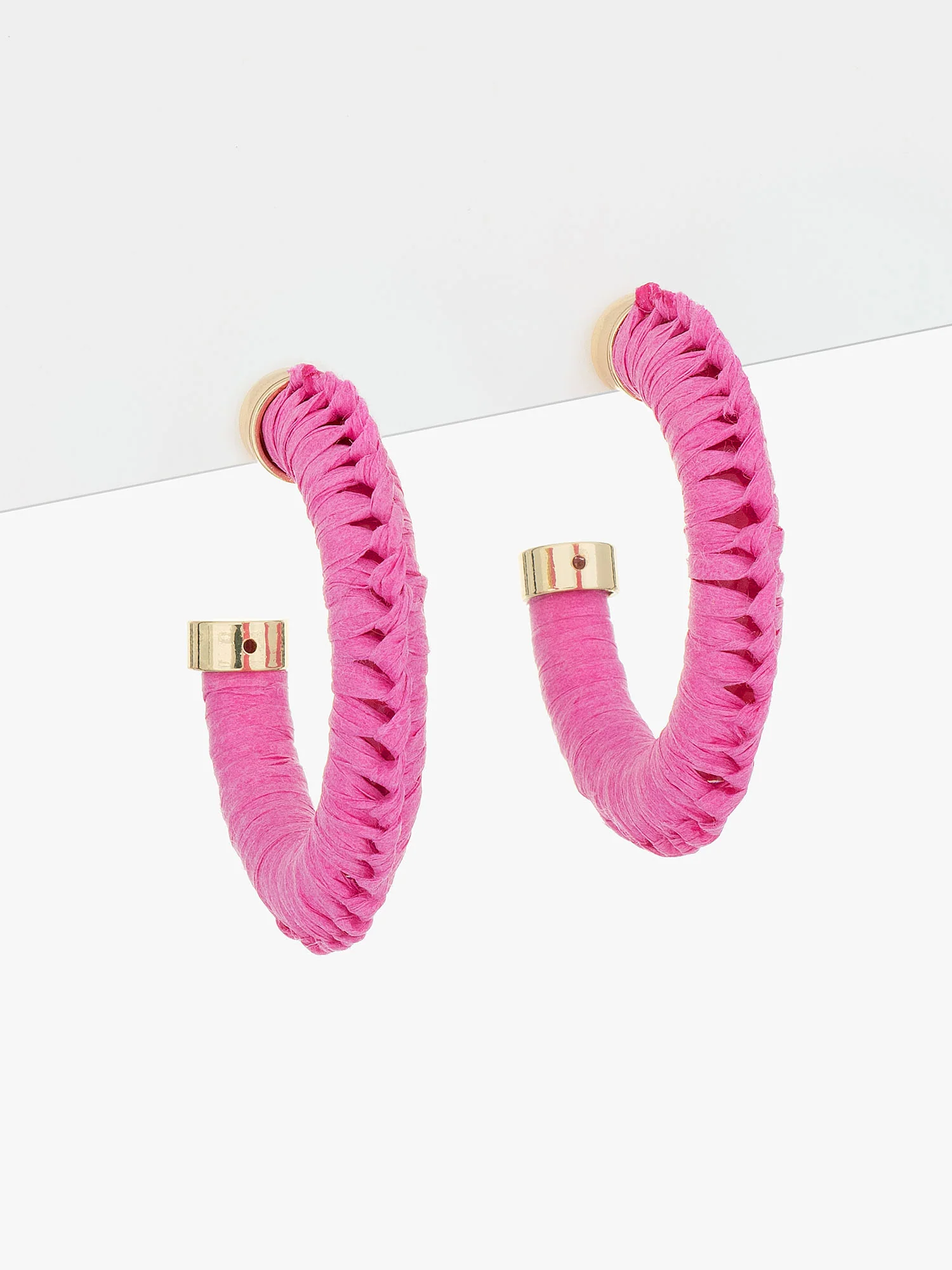 Raffia Wrapped Open Hoop Earrings - Image 2