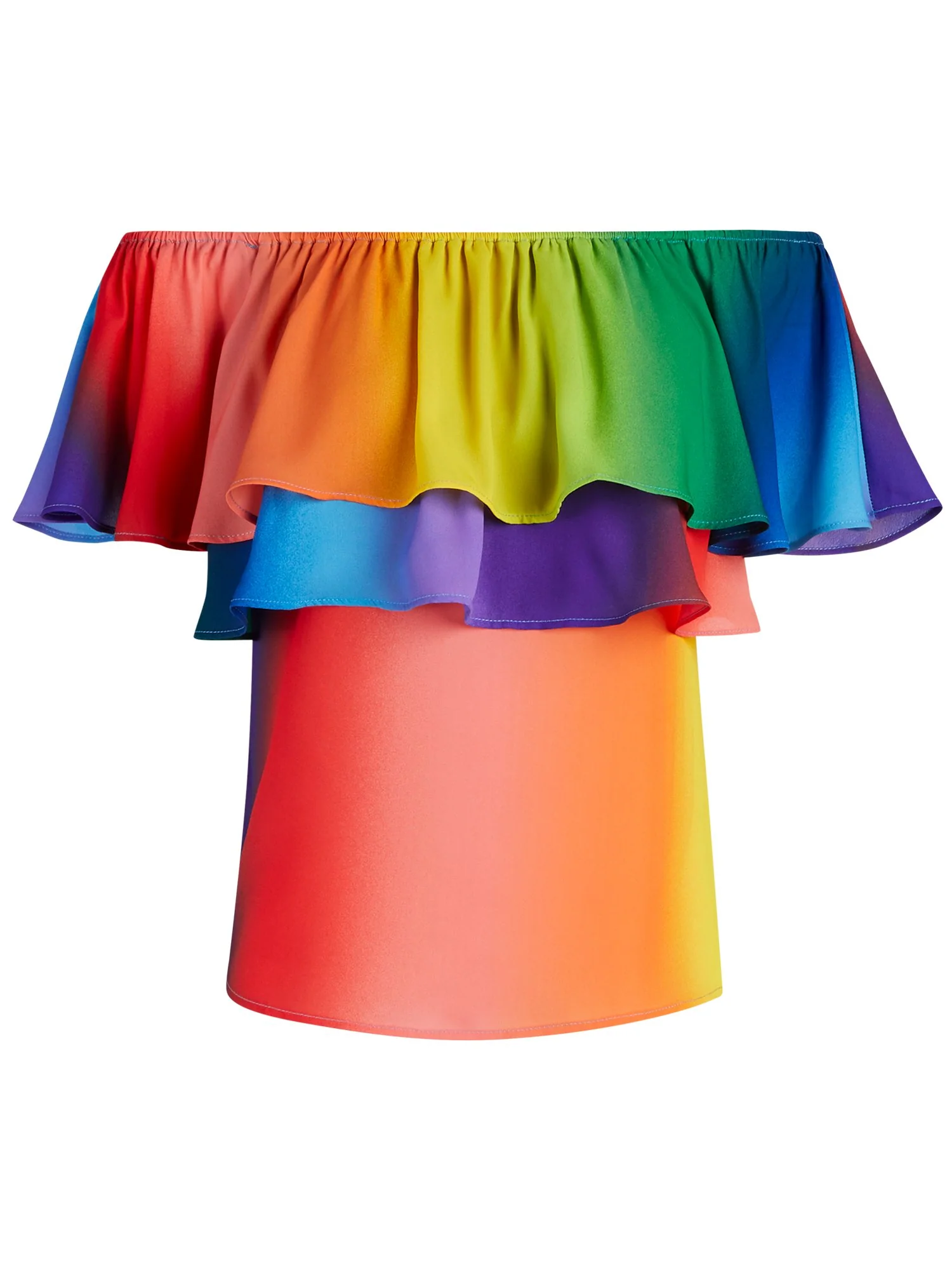 Rainbow Flounced Off-The-Shoulder Top - 7th Avenue - Image 2