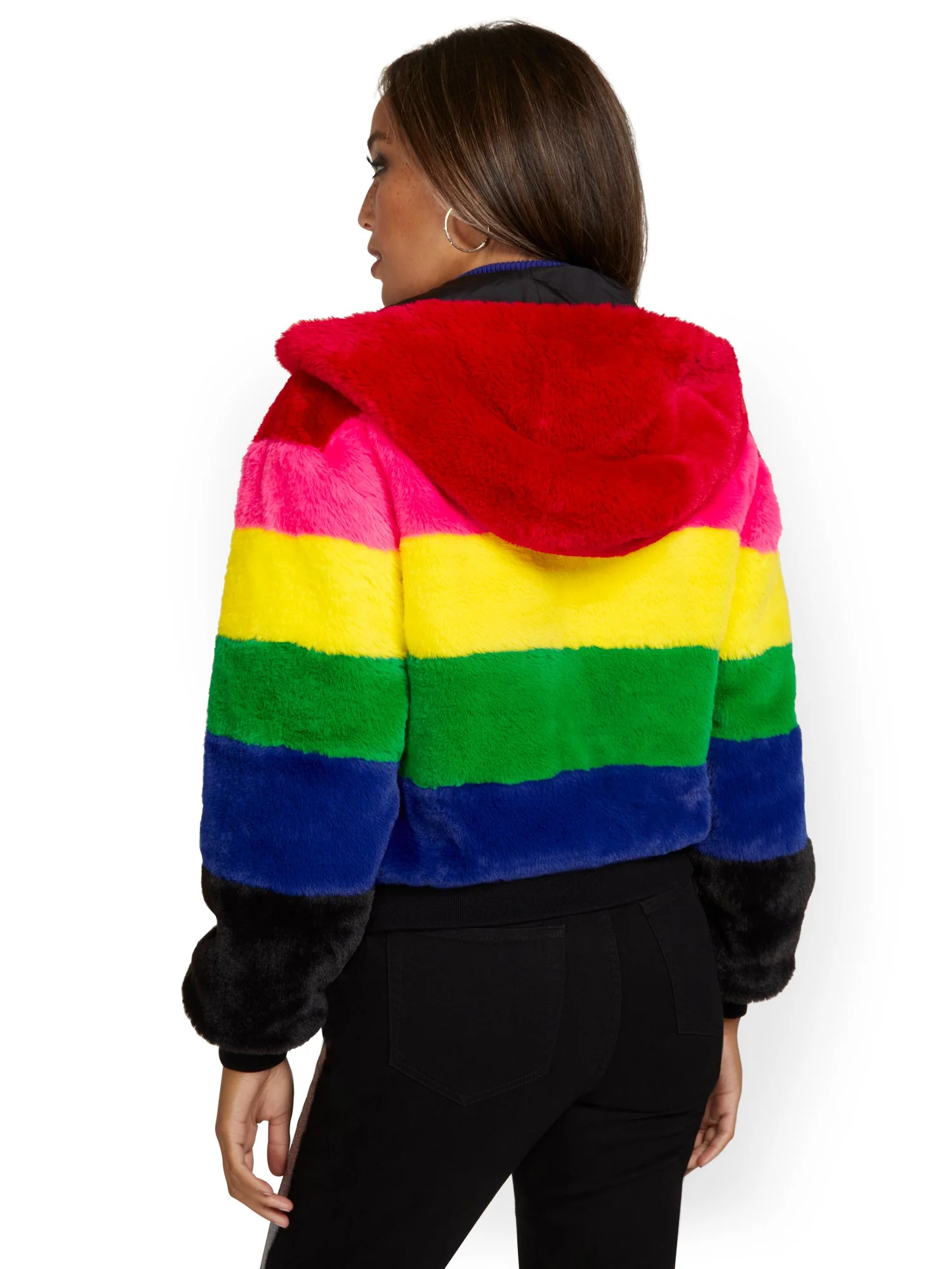 Rainbow Reversible Hooded Faux-Fur Jacket - Image 3