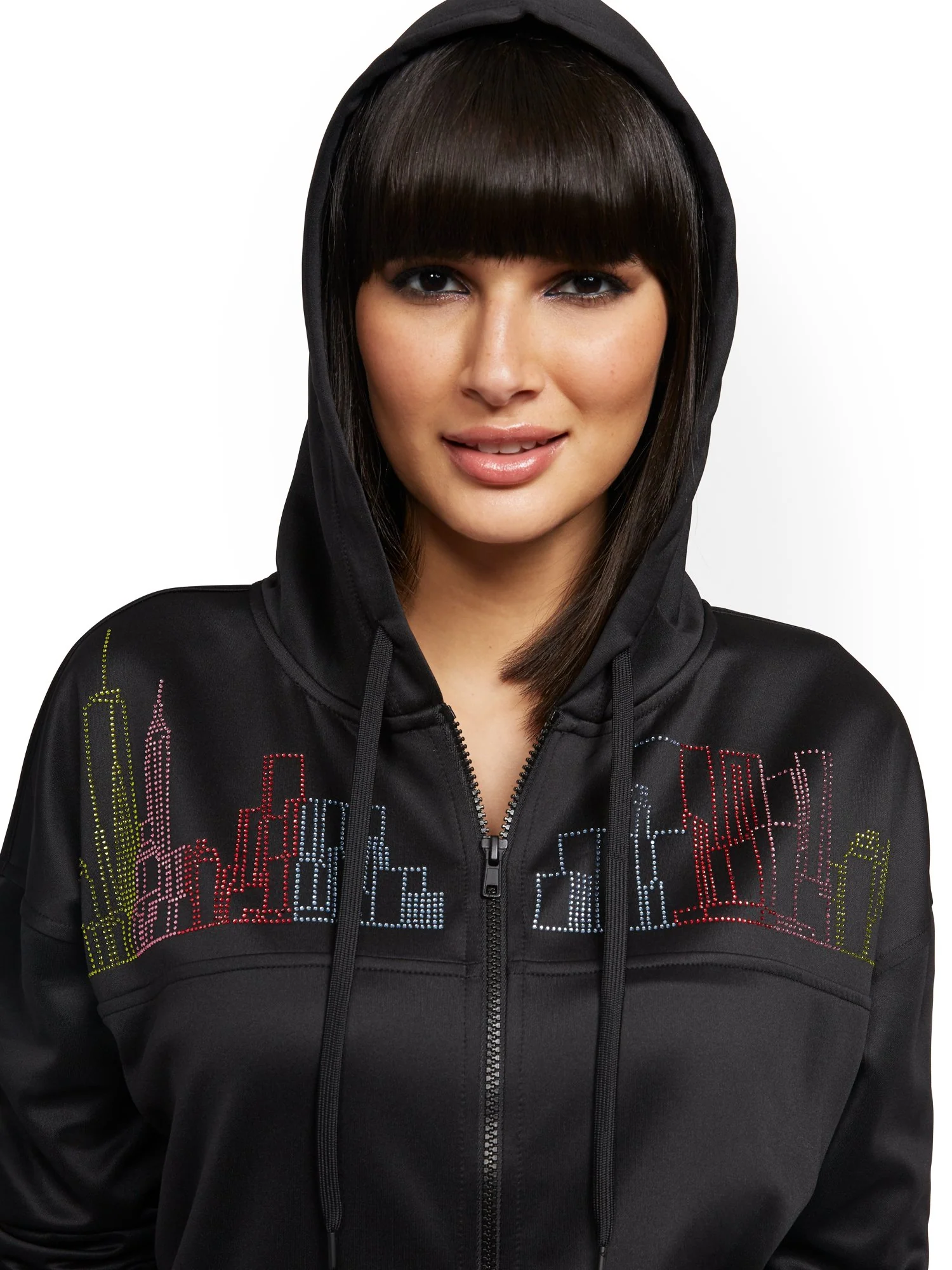 Rainbow Skyline Zip-Front Hooded Jacket - Image 2