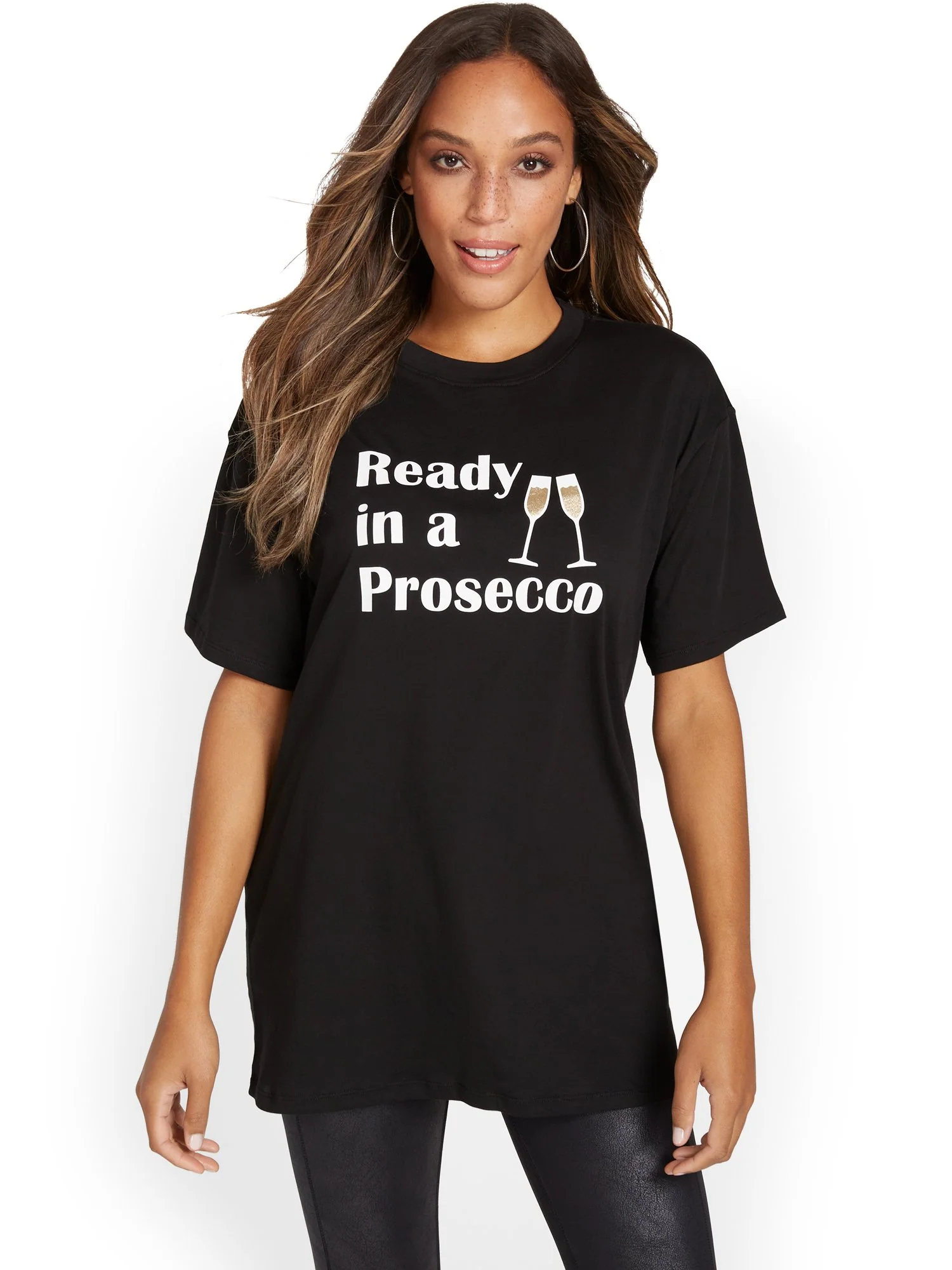 Ready In A Prosecco Oversized Graphic Tee