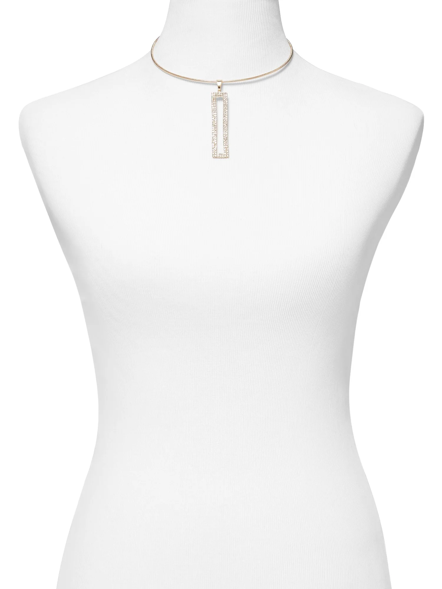 Rectangular Faux Stone Collar Pendant Necklace - Image 2