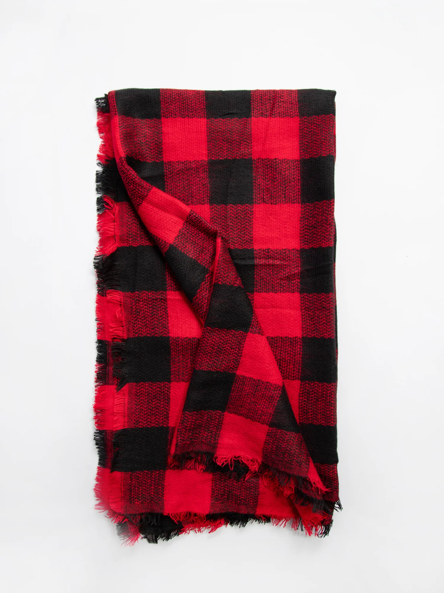 Red & Black Plaid Fringe Scarf - Justin Taylor