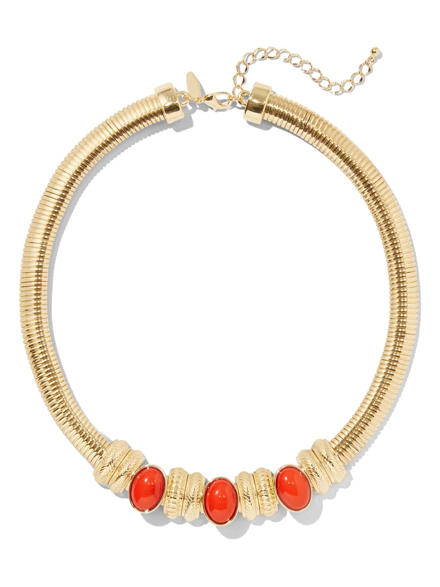Red Faux-Stone Goldtone Collar Necklace