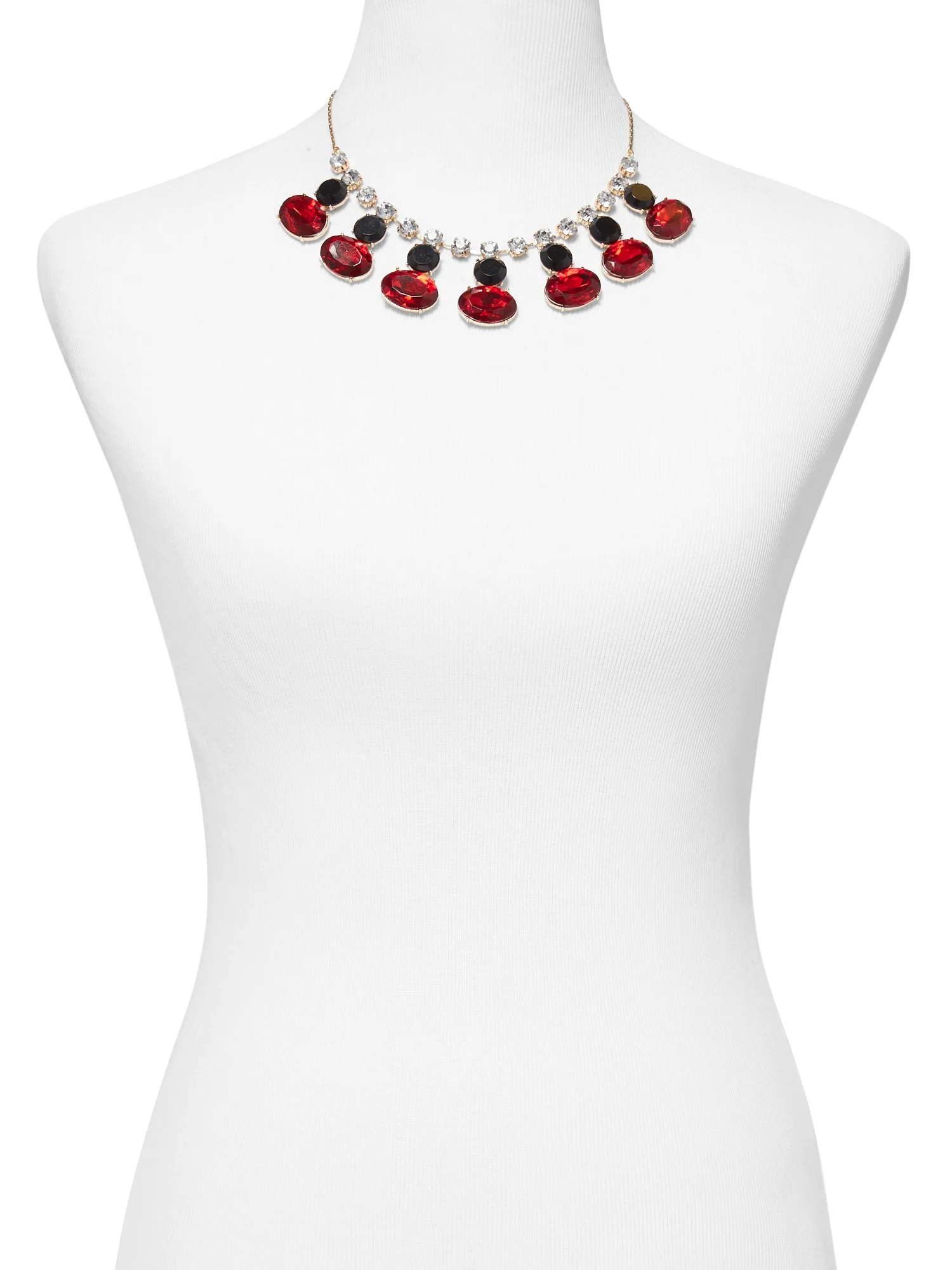 Red Faux-Stone Statement Necklace - Image 2